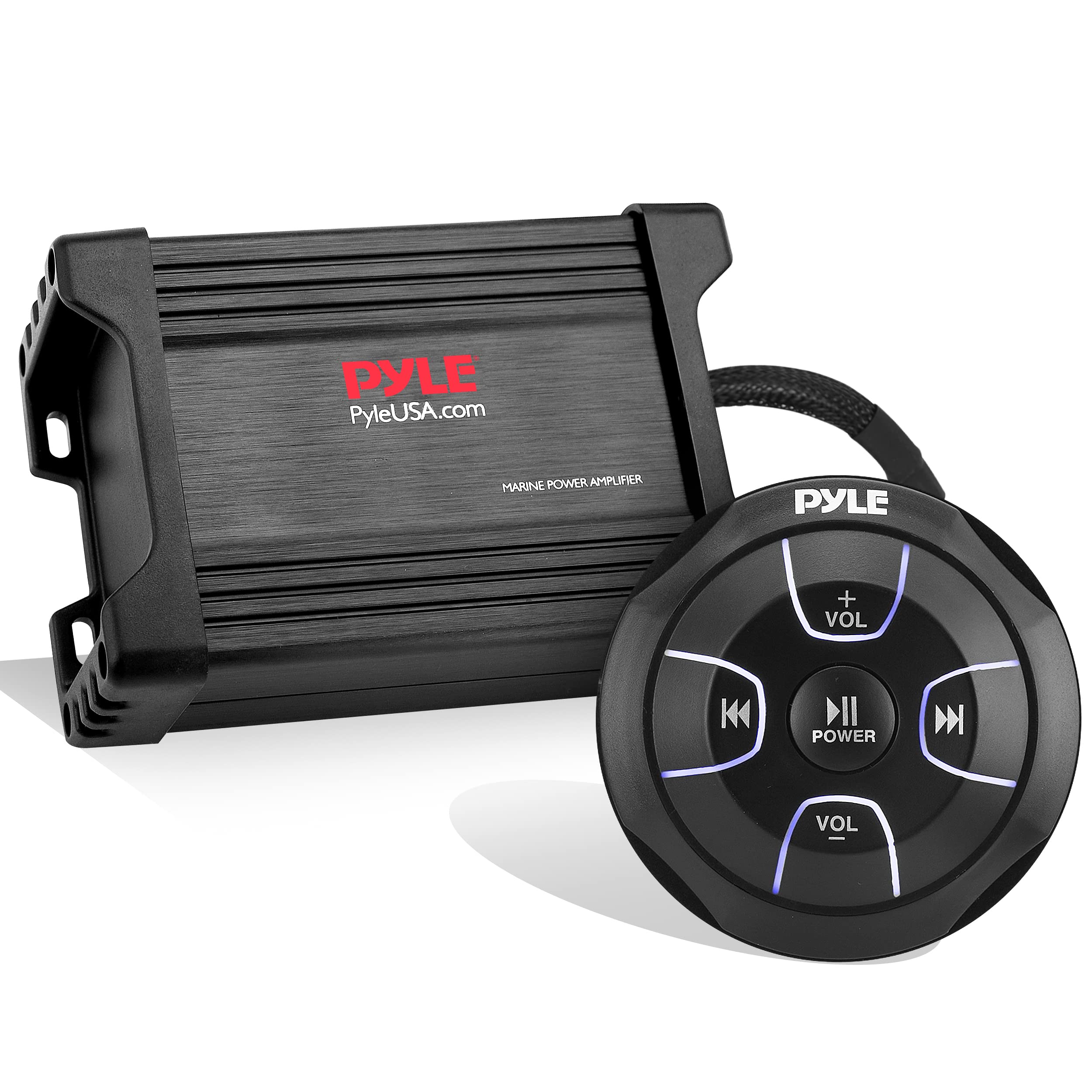Pyle Waterproof Bluetooth Marine Amplifier Receiver - 600W 2 Channel Weatherproof Wireless Stereo Speaker Amp with RCA, AUX & MP3 Inputs - Ideal for Boats, Outdoor Events & Marine Audio Systems (Black)