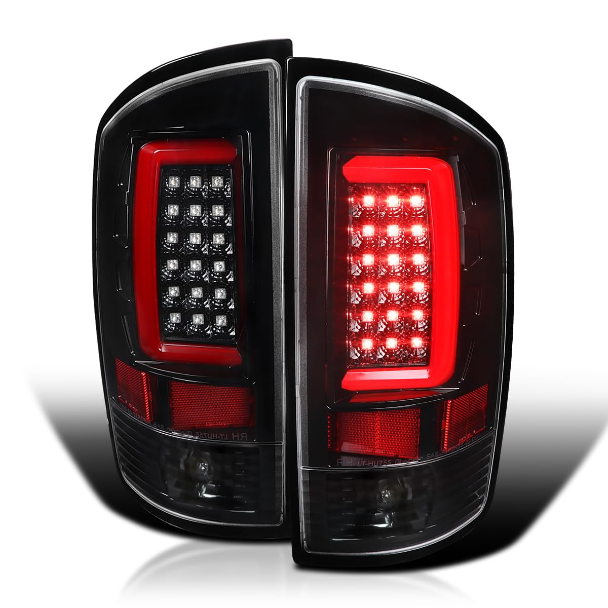 Spec-D Tuning Jet Black LED Tail Lights for 2002-2006 Dodge Ram 1500/2500/3500 - Smoked Lens, Plug & Play Installation - Left & Right Pair Assembly - Upgrade Your Truck's Style & Night Visibility