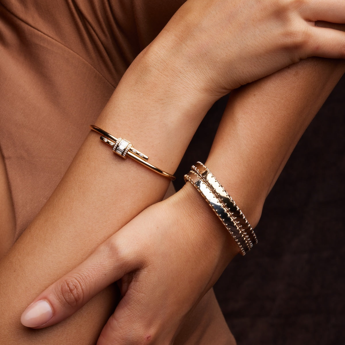 Vaulted Diamond Latch Bracelet - Elegant 14K Gold Tennis Bracelet for Women, Perfect for Weddings, Anniversaries & Special Occasions