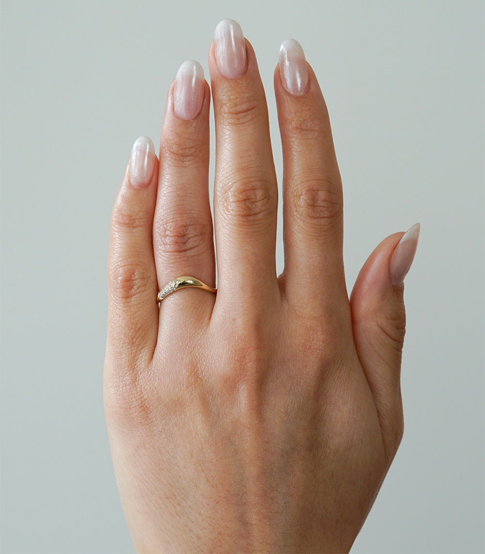 Elegant Small Melt Band with Pave Diamonds - Dainty Stackable Ring for Women, Perfect for Everyday Wear, Anniversary Gifts & Special Occasions