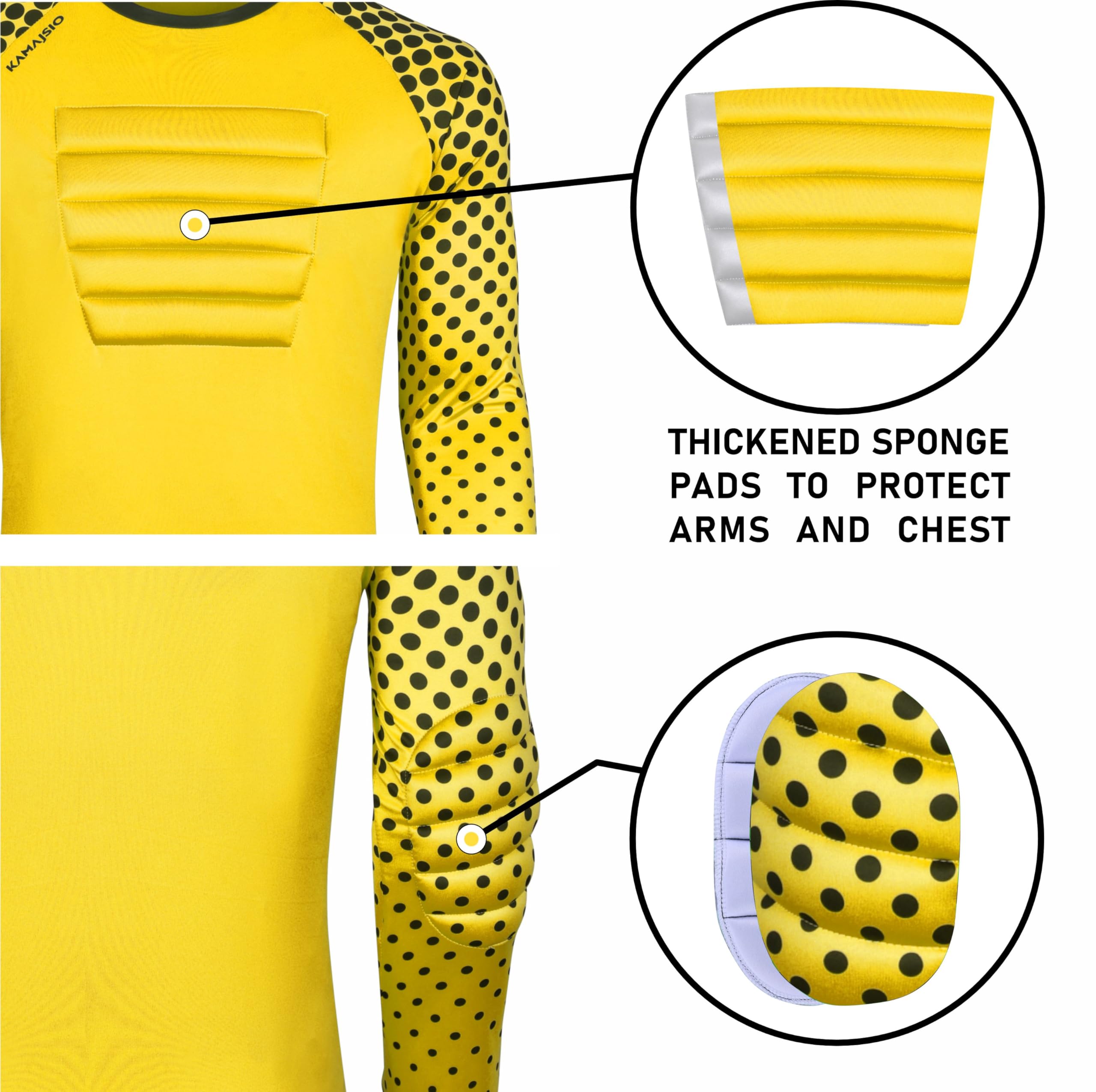 Youth Soccer Goalie Jersey with Elbow & Chest Pads - Breathable Goalkeeper Shirt for Kids & Adults - Perfect for Training, Matches, and Tournaments