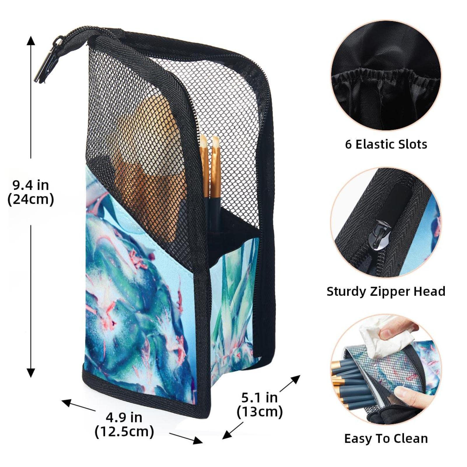 Waterproof Makeup Brush Organizer Bag with 12 Slots - Portable Travel Cosmetic Brush Holder Case for Makeup Artists (Pineapple Fruit Design) - Perfect for Home Storage & On-the-Go Beauty Essentials