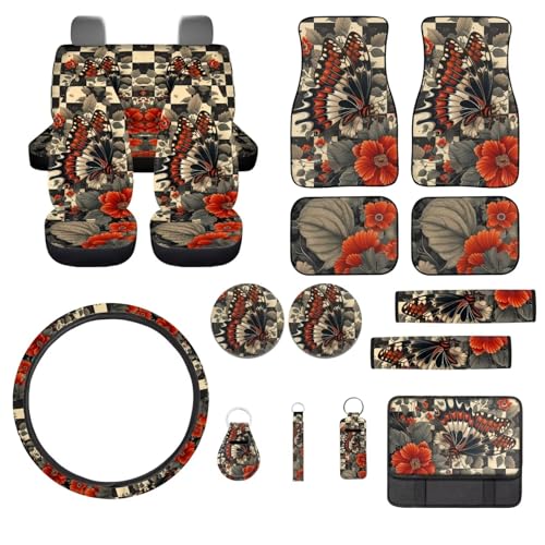 Butterfly Floral-Brown and Red