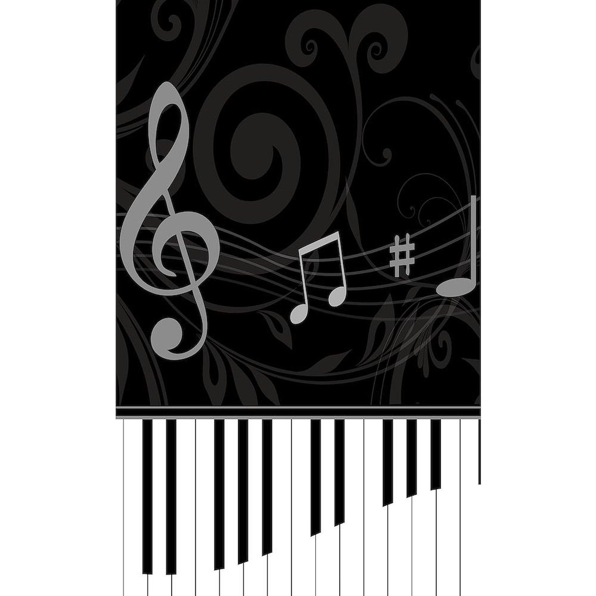 Whimsical Piano & Musical Notes Area Rug - Decorative Fabric Throw Rug for Living Room, Bedroom, or Music Studio - Non-Slip Soft Floor Mat