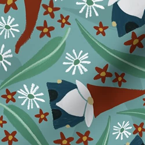 Gnome Trees Red Christmas Australian Gnomes Folklore Printed Minky Fabric - Soft Plush Fat Quarter for Sewing Baby Blankets, Quilt Backing & DIY Crafts - Perfect for Holiday Decorations & Cozy Home Projects
