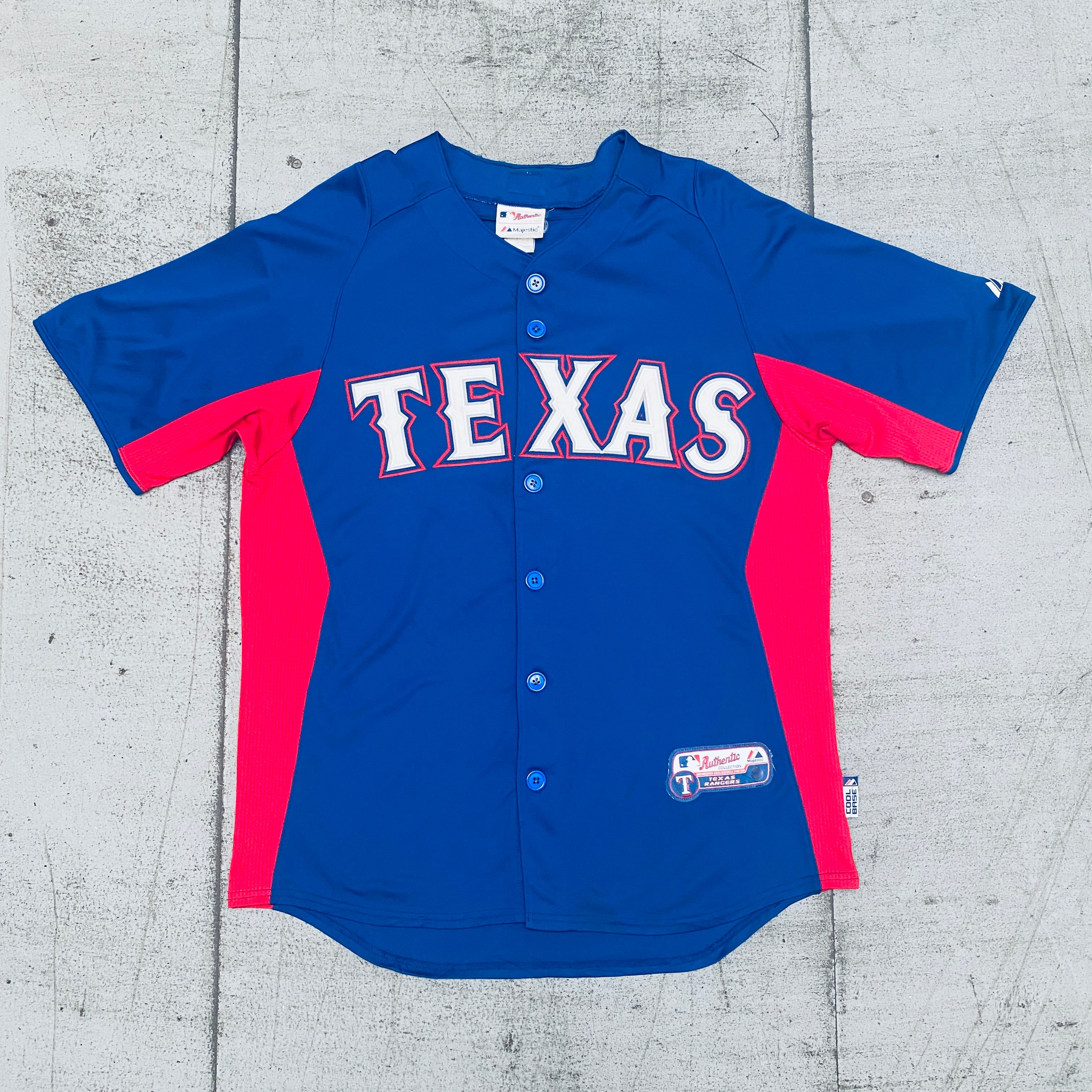 Texas Rangers 2007 Blue Majestic Stitched Baseball Jersey - Size Large - Authentic MLB Fan Apparel for Games & Collectors