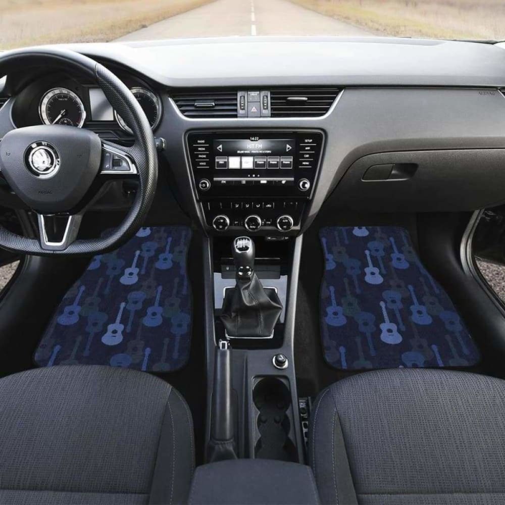Blue Guitar Pattern Car Mats - Front & Back Custom Floor Mats for Cars, Trucks & SUVs | Perfect for Music Lovers & Car Enthusiasts