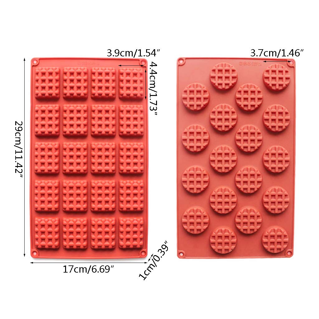 2-Piece Silicone Waffle Mold Set - Nonstick Baking Molds for Cakes, Cookies & Chocolate - Perfect for Home Baking, Party Desserts & DIY Treats