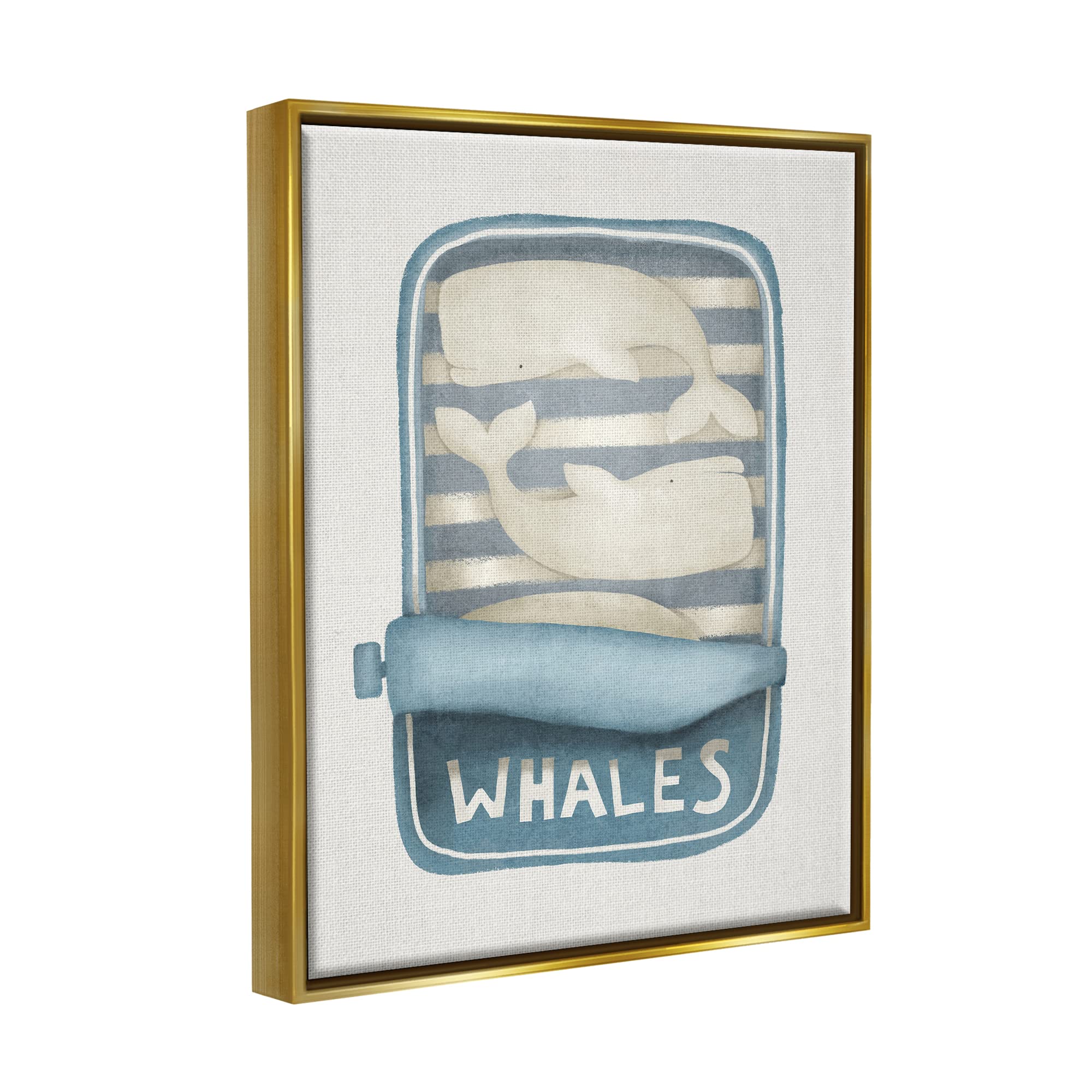 Stupell Industries Whimsical Whale Tuna Can Art Print - Sea Life Illustration by Leah Straatsma - Perfect for Beach House Decor, Kids Room & Coastal Themed Spaces