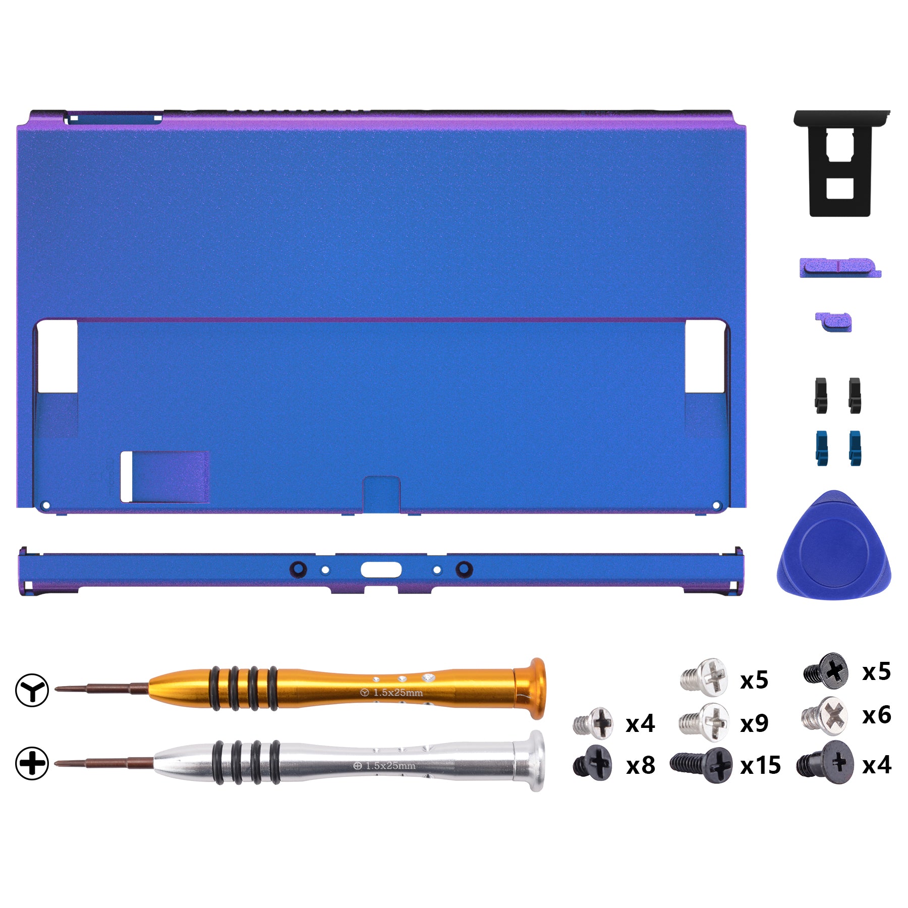 eXtremeRate Replacement Back Plate for Nintendo Switch OLED Console - Chameleon Purple Blue | Custom Shell Cover for Gaming Accessories | Perfect for DIY Mods & Personalization