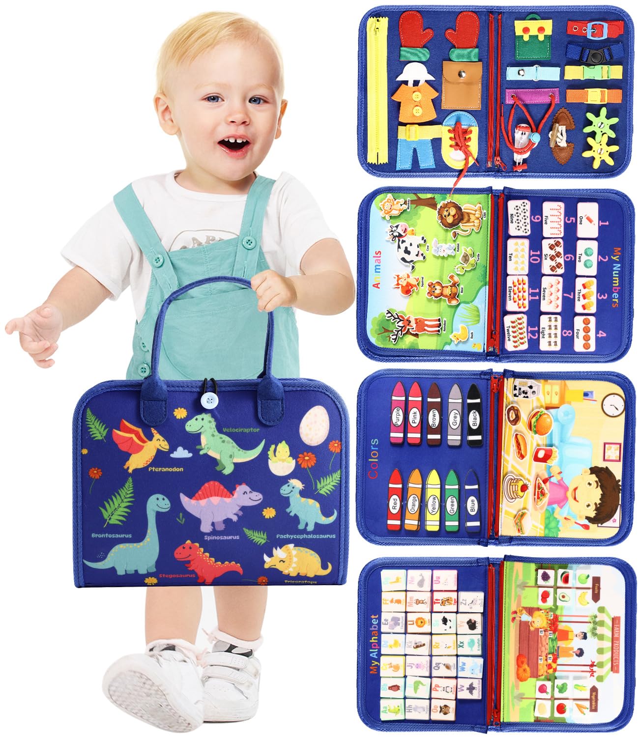 MINIBEAR Montessori Busy Board - Sensory Toys for Toddlers 1-4 Years Old, Autism Learning Toys for Fine Motor Skills Development - Perfect Travel Toys for Plane & Car Activities, Preschool Educational Gifts for Boys & Girls