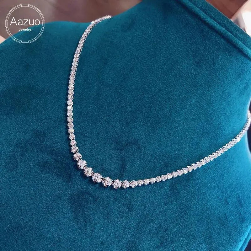 18K White Gold Real Diamond Tennis Necklace for Women - 6.0ct 42CM Luxury Jewelry Gift (Au750) | Perfect for Senior Parties, Weddings & Special Occasions