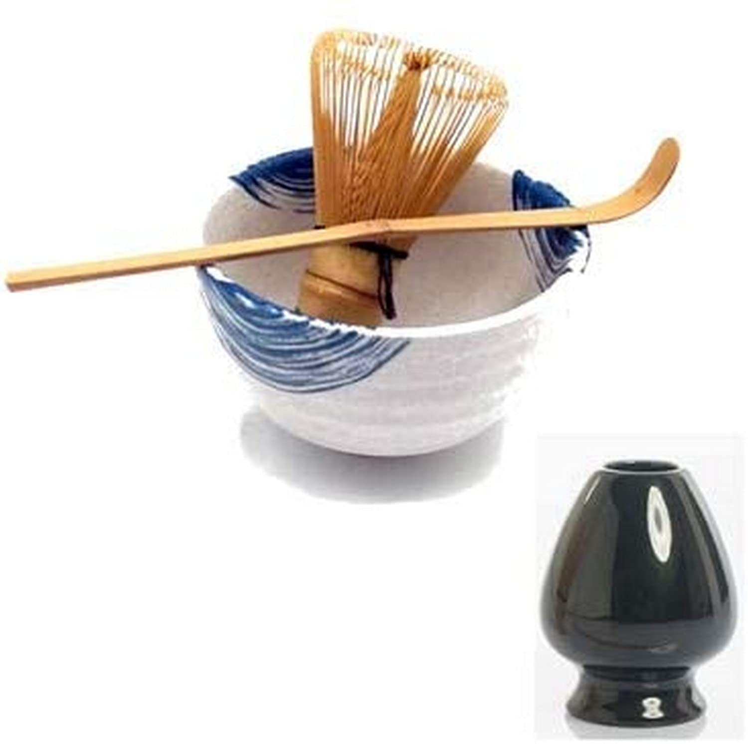 Traditional Matcha Bowl Set with Wood Whisk & Scoop - 4 Pcs for Tea Ceremony