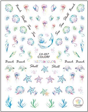 3D Nail Art Stickers - Blue Pink Sea Starfish Horse Design Nail Decals for DIY Nail Art Decoration (CA026 CA027 Series) | Perfect for Summer Beach Nails, Salon Manicures & Party Nail Designs