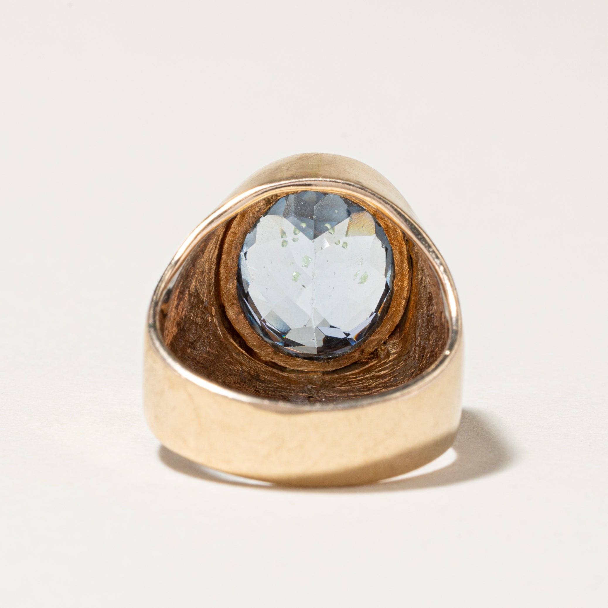 10K Gold Bezel Set Synthetic Spinel Cocktail Ring - 5.00ct Oval Cut Gemstone - Size 4.5 - Elegant Evening Wear & Special Occasion Jewelry for Women