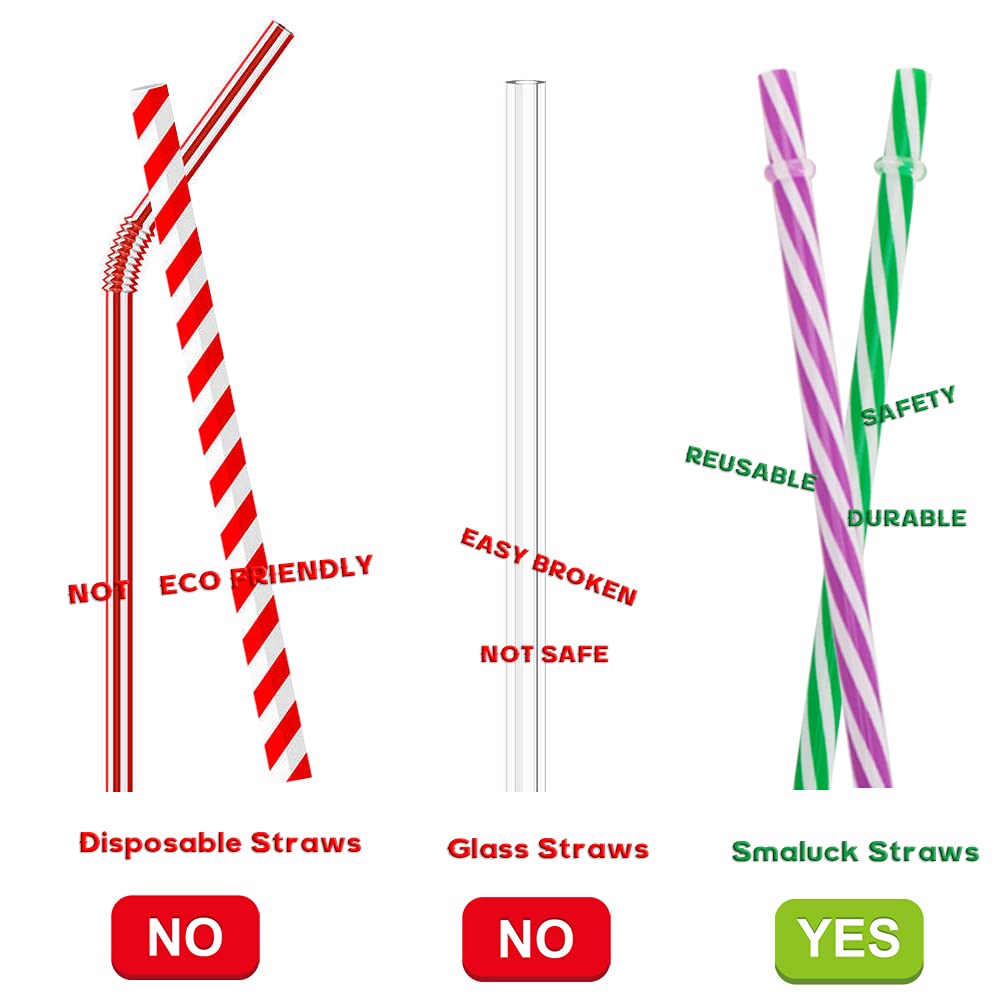 Reusable Plastic Straws 24-Pack with Brush for Bars, Cafes, Parties