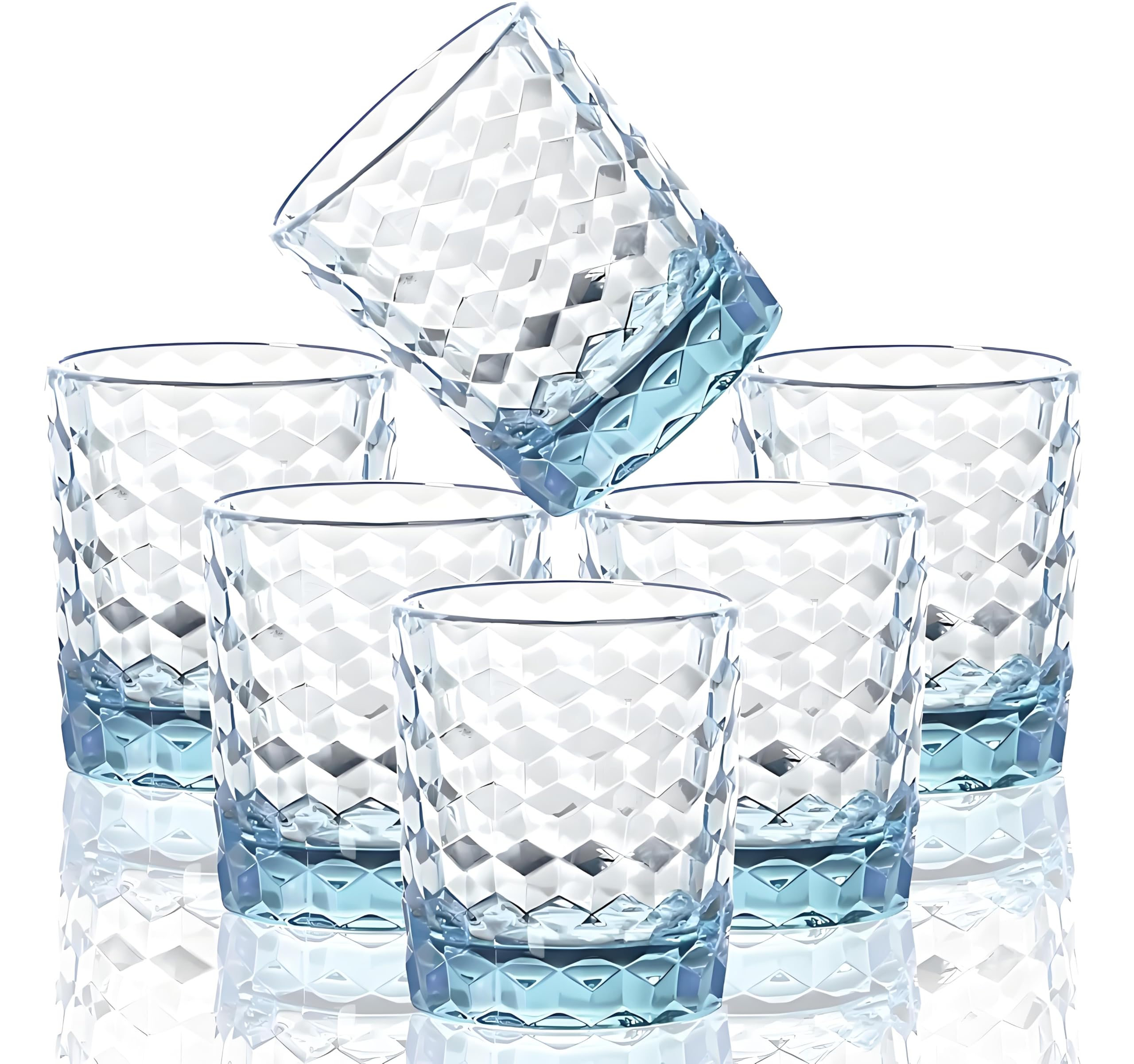 8 Oz Unbreakable Tritan Drinking Glasses - Dishwasher Safe, BPA Free, Shatterproof Plastic Cups - Set of 6 Reusable Kitchen Drinkware for Water, Juice, Cocktails (Light Blue) - Perfect for Parties, Picnics, and Everyday Use