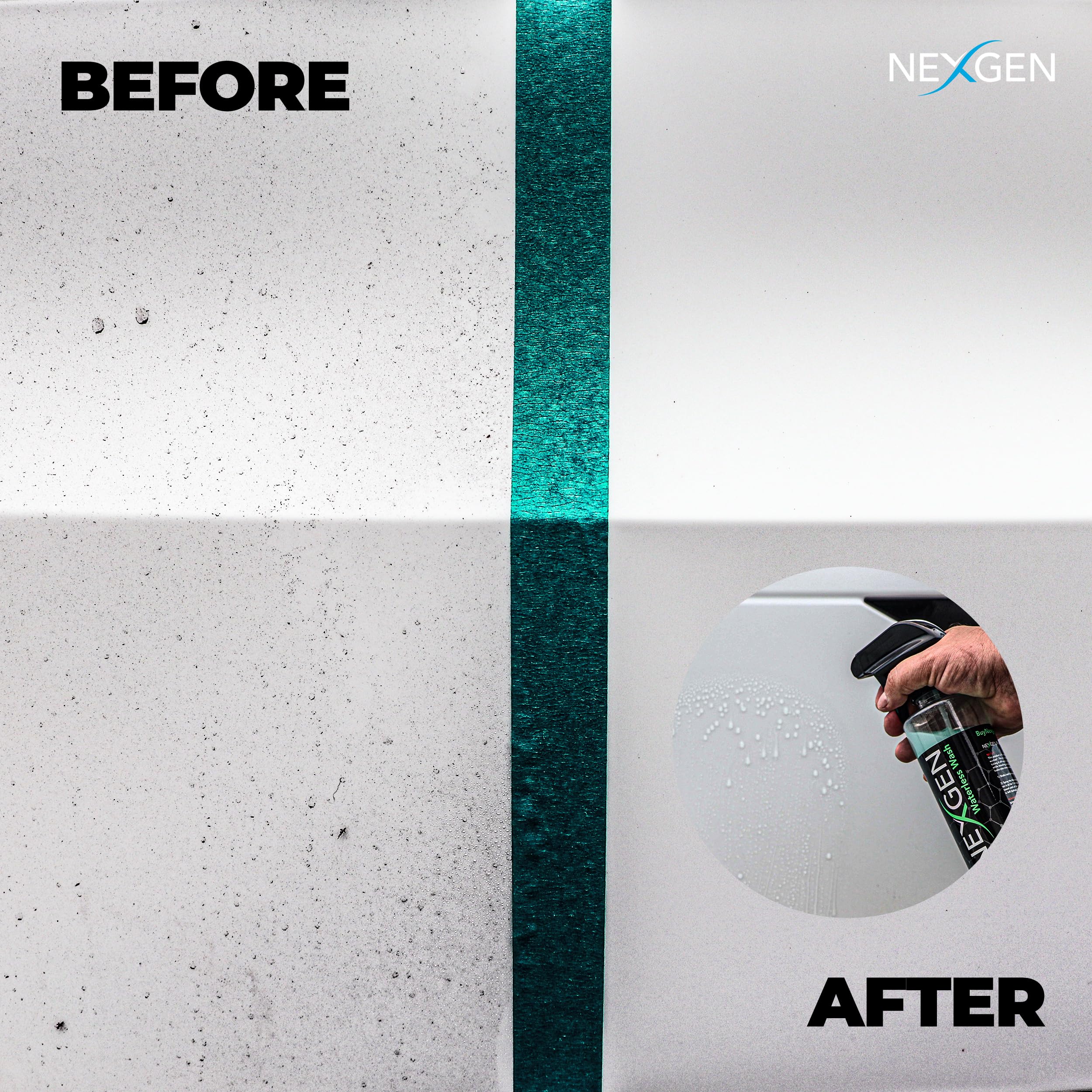 Nexgen Waterless Car Wash (8oz) - Scratch-Free, High-Gloss Waterless Car Cleaner - Safe for Cars, Trucks, Boats & RVs - Perfect for On-the-Go Detailing, Road Trips & Quick Car Cleaning