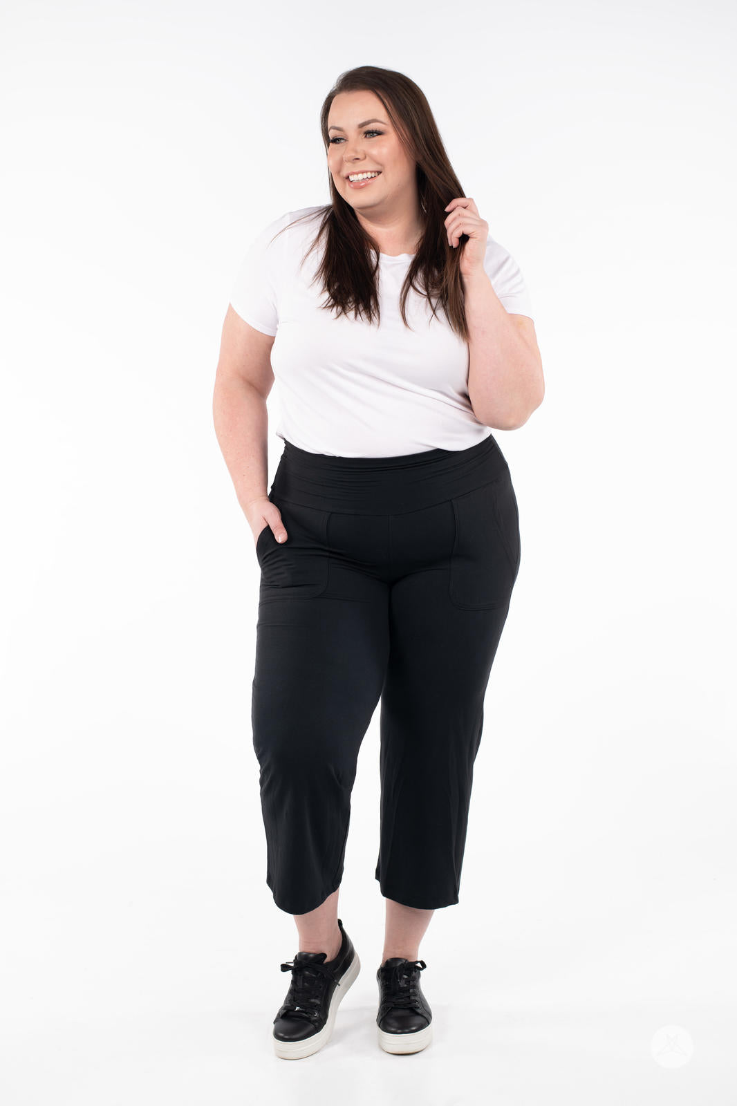 High Waist Wide Leg Cropped Pants for Women - Comfortable Stretchy Casual Trousers | Perfect for Work, Travel & Everyday Wear