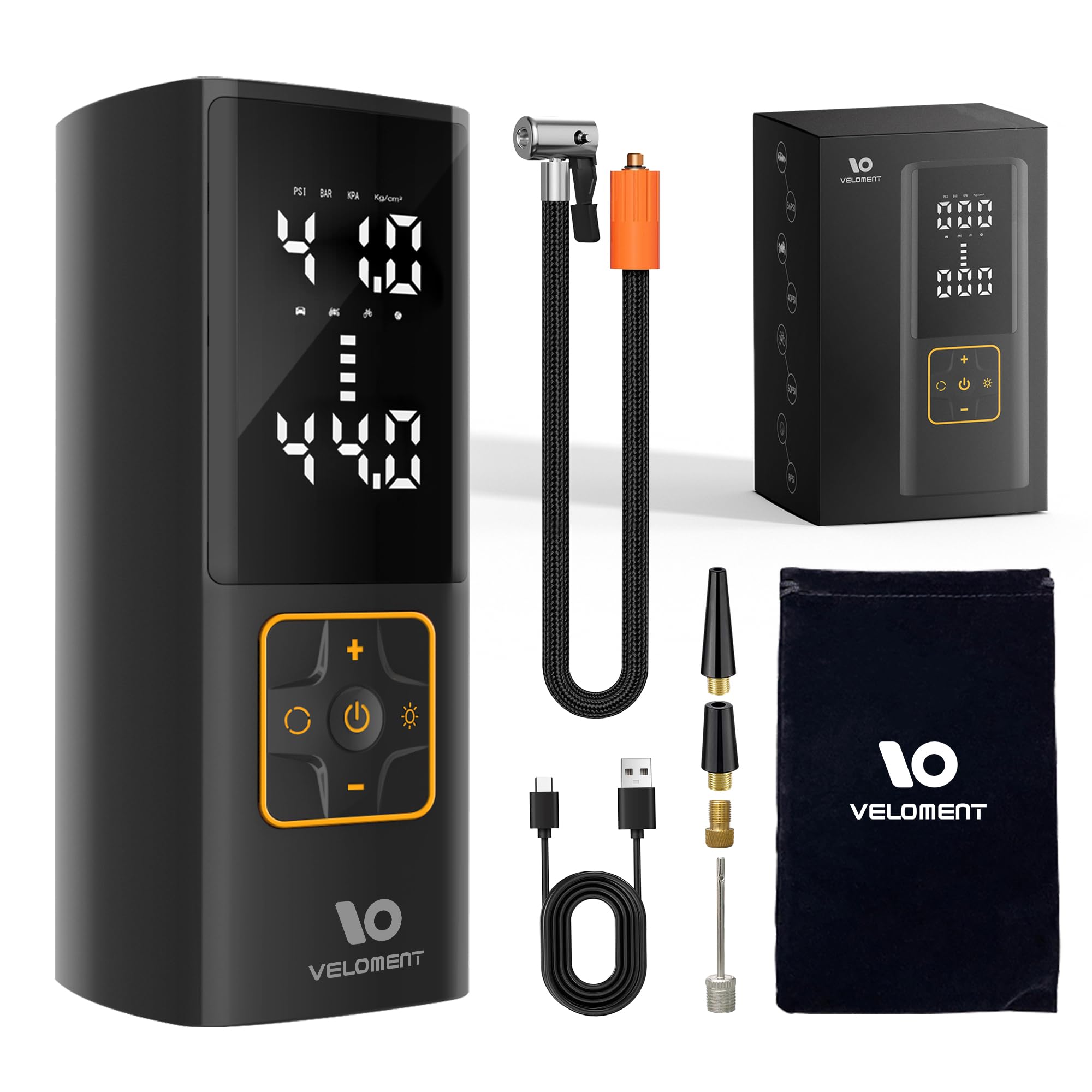 Portable Air Compressor for Car Tires - Digital Pressure Gauge, 3X Faster Inflation, Rechargeable Auto Air Pump for Cars, Motorcycles & Bikes - Includes LED Light & Power Bank - Perfect for Road Trips, Emergency Tire Inflation & Outdoor Adventures