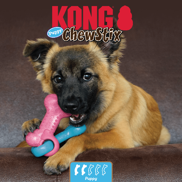 KONG ChewStix Puppy Link Dog Toy - Durable Chew Toy for Teething Puppies, Interactive Play & Training - Perfect for Small & Medium Dogs, Indoor & Outdoor Use