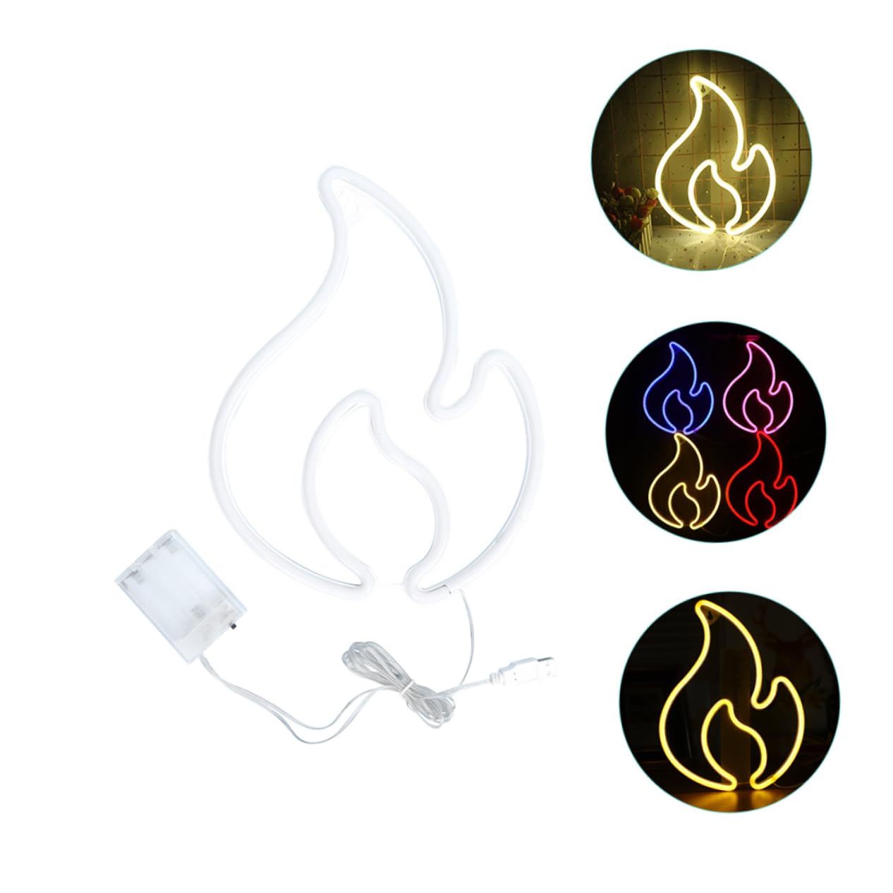 ETHZZLE LED Flame Effect Night Light - Dimmable Plastic Neon Lamp for Home, Office, Study - Creates Warm Ambiance | Perfect for Bedroom Decor, Relaxation & Mood Lighting