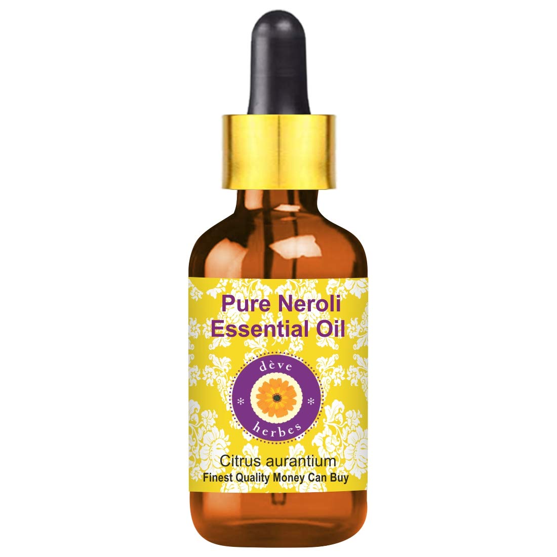 Deve Herbes Pure Neroli Essential Oil (Citrus Aurantium) - 10ml Steam Distilled with Glass Dropper for Aromatherapy, Skincare & Relaxation
