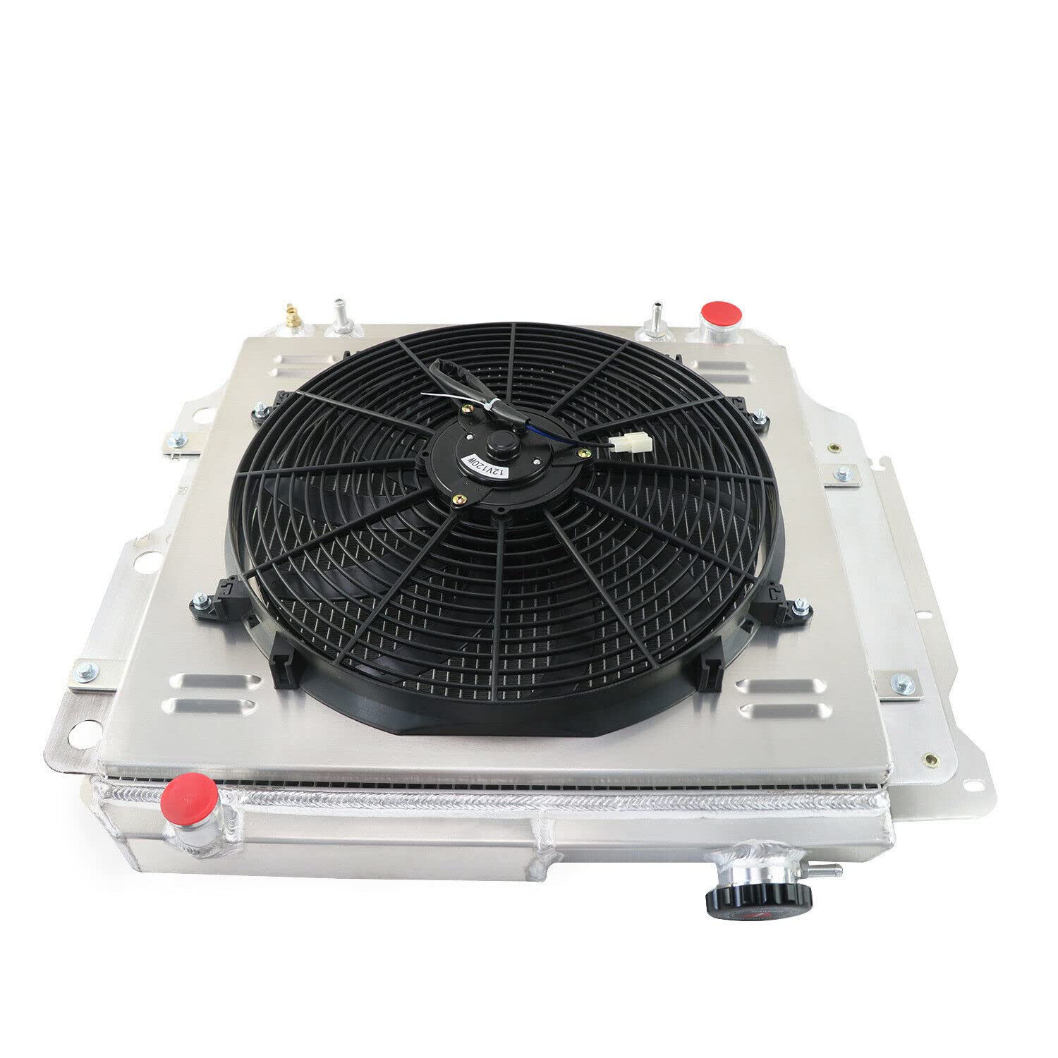 High-Performance 4-Row Aluminum Radiator for Jeep Wrangler YJ TJ (1987-2006) - Compatible with 2.4L 2.5L 4.0L 4.2L Engines - Includes Electric Fan Relay - Perfect for Off-Roading & Extreme Weather Conditions