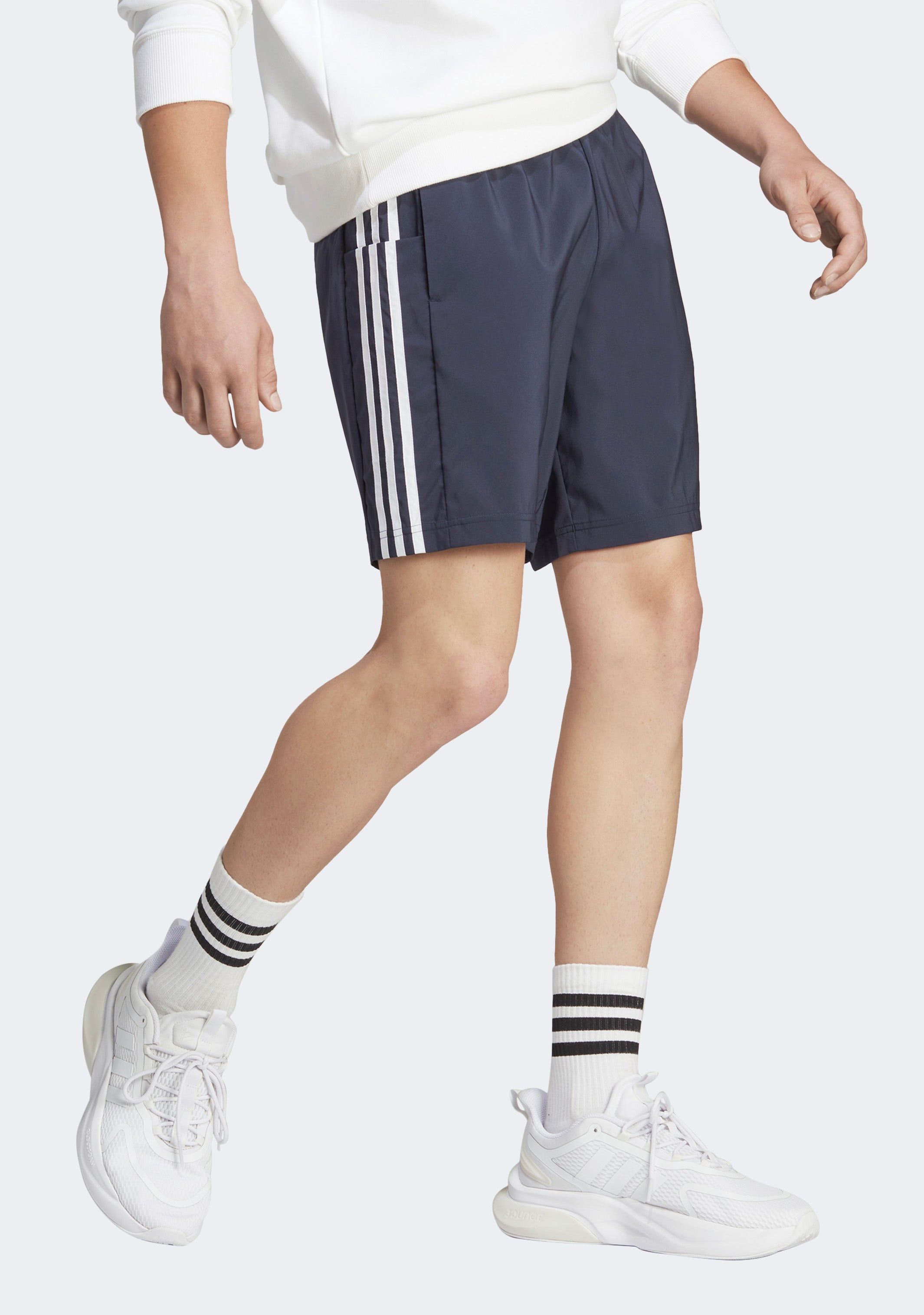 Adidas Men's AEROREADY Essentials 3-Stripes Athletic Shorts - Navy Blue Quick-Dry Comfort for Running, Gym & Casual Wear
