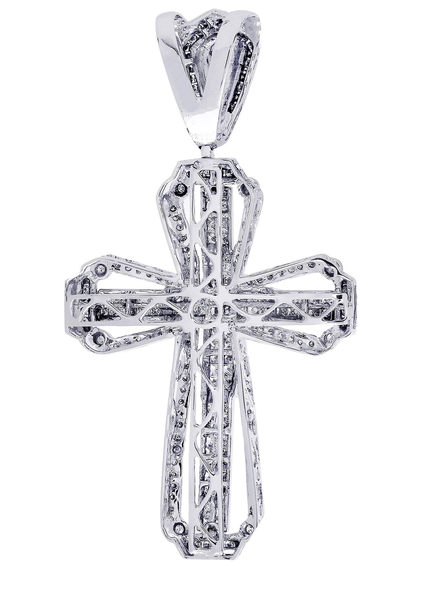 2.92 Carat Diamond Cross Pendant Necklace - 15.33 Grams Solid Gold Religious Jewelry for Women - Perfect for Baptism, First Communion & Special Occasions
