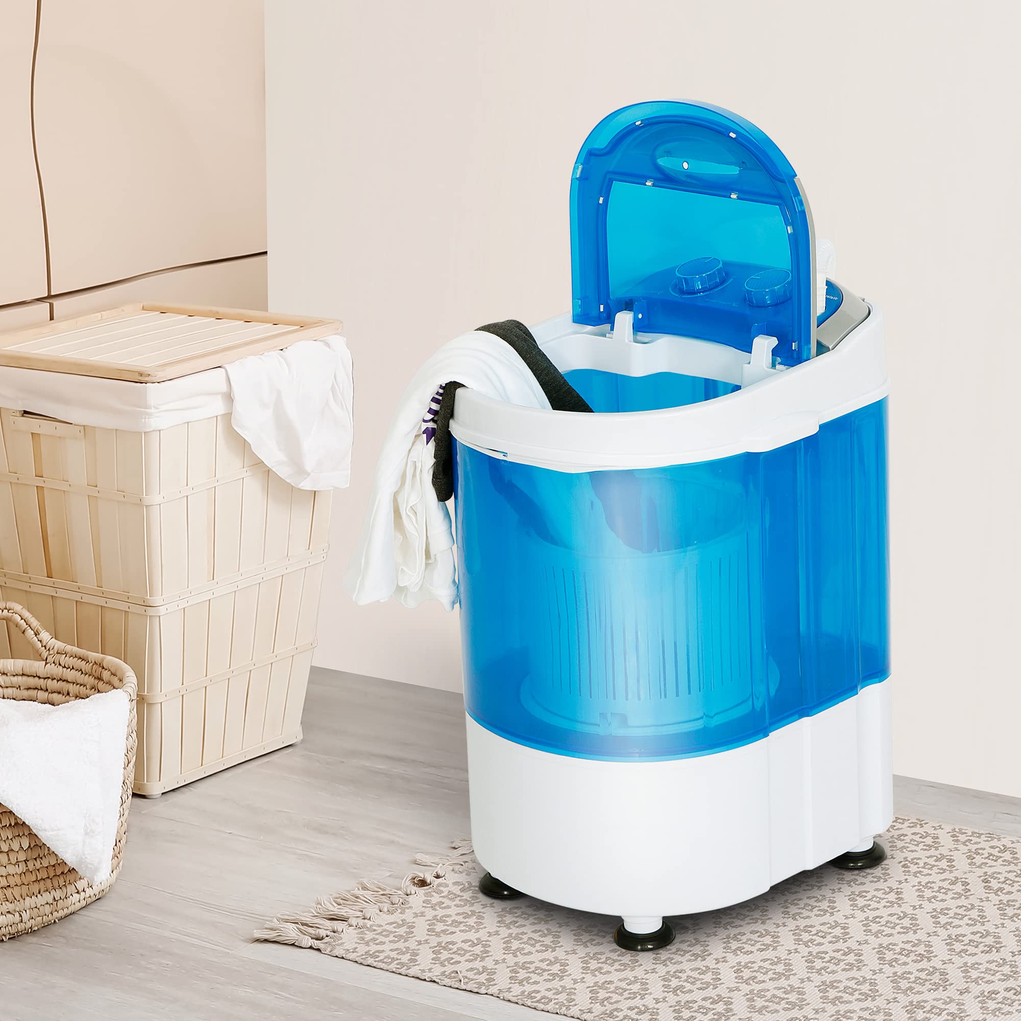 ZenStyle Portable Twin Tub Washing Machine - 9.9 LB Capacity Compact Top Load Washer & Spinner with 6.57 FT Inlet Hose - Perfect for Apartments, RVs, Camping & Small Spaces