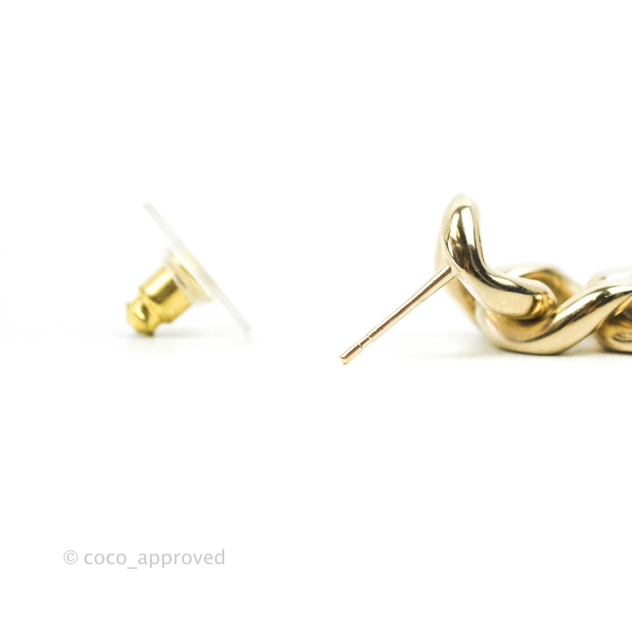 Chanel CC Crystal Drop Earrings - Gold Tone Chain Link Dangle Earrings for Women | Perfect for Parties, Weddings & Evening Events
