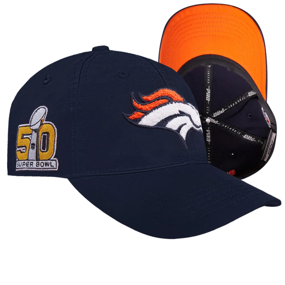 Denver Broncos Super Bowl 50 NFL Dad Hat - Pro Standard Unisex Adjustable Strapback Cap for Football Fans & Game Day Outfits