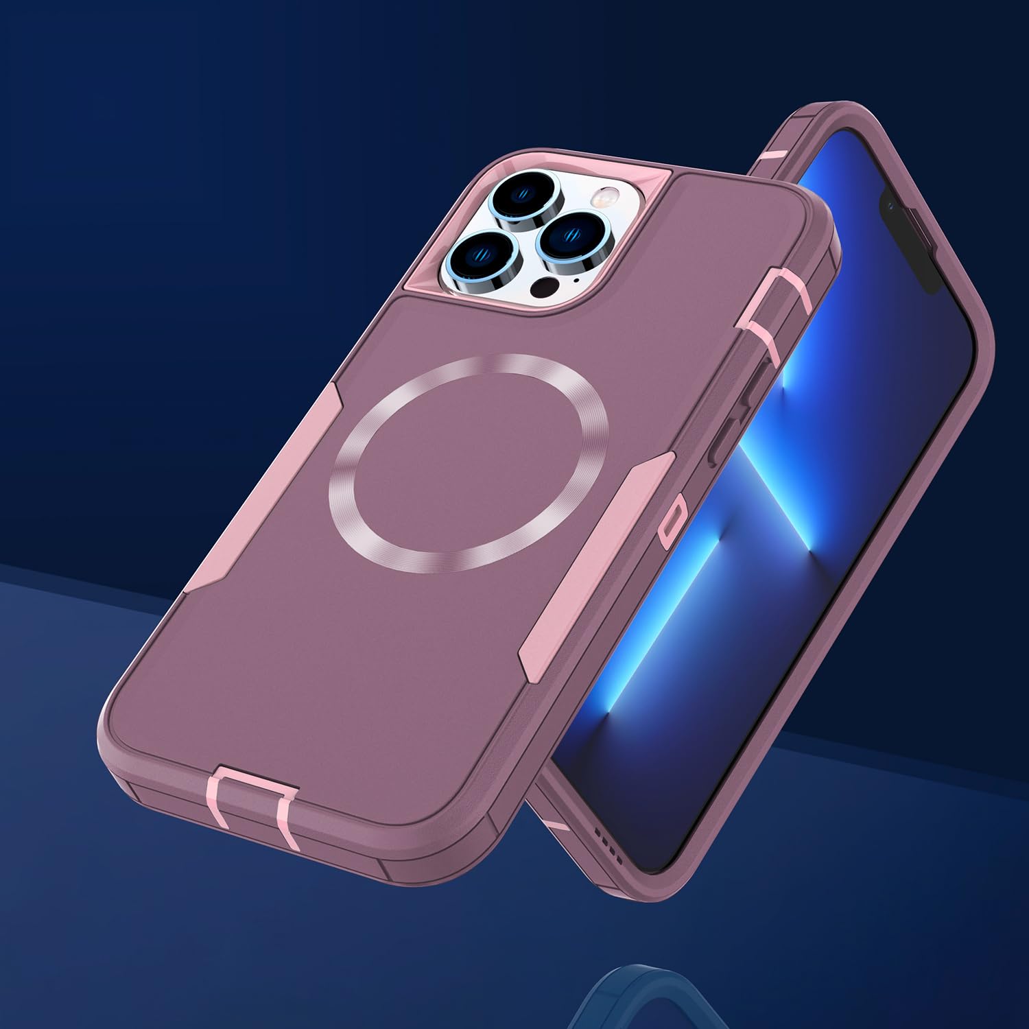 Premium Magnetic iPhone 15 Pro Max Case with Drop Protection - Heavy Duty MagSafe Compatible Cover | Dustproof, Anti-Yellowing, Fade-Resistant | Rose Gold Purple for Men & Women | Perfect for Work, Travel & Outdoor Activities