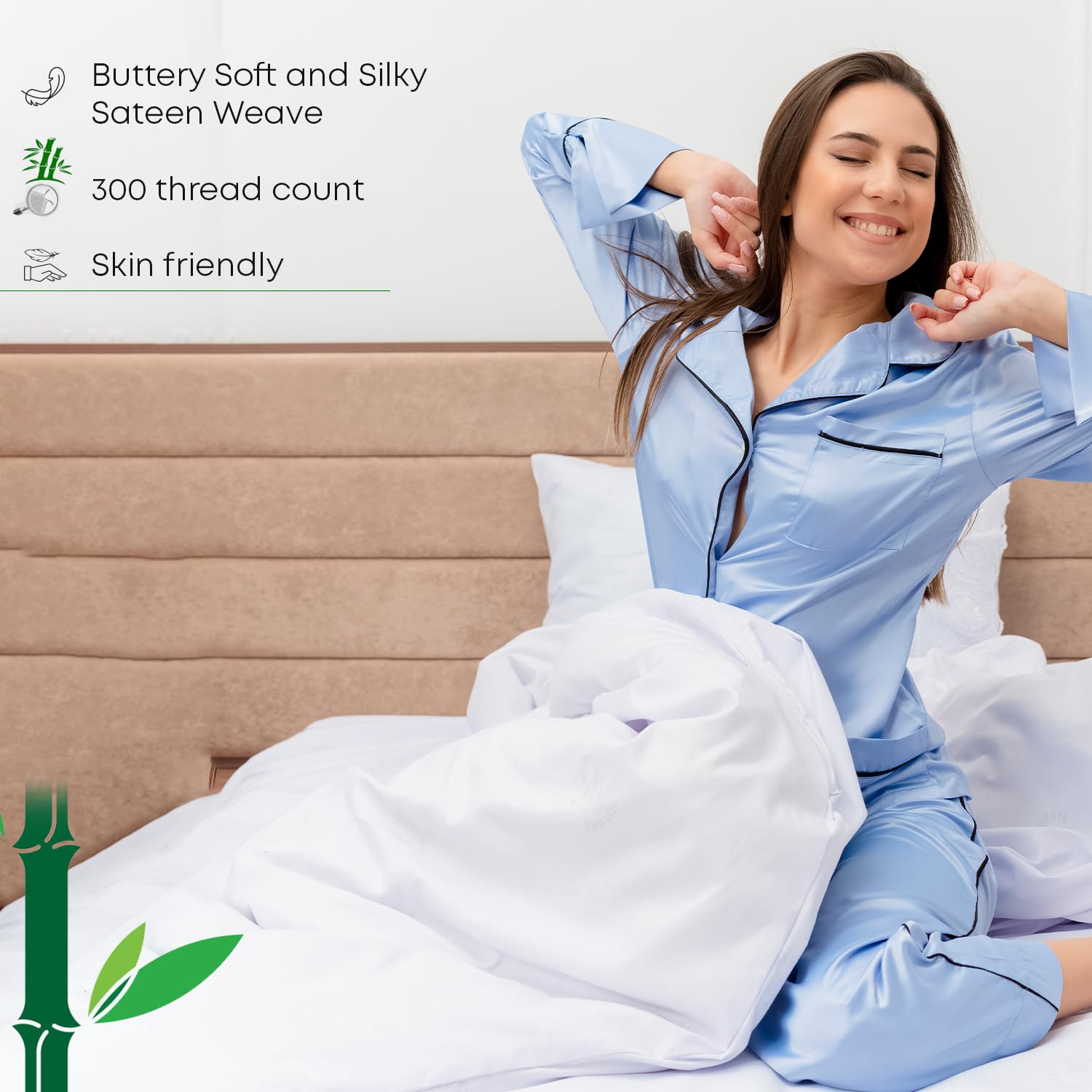 Premium Bamboo Viscose Duvet Cover Set - Oversized King Size, Soft Breathable Cooling Bedding with Zipper & Corner Ties (Bahamas Blue) - Perfect for Hot Sleepers & Eco-Friendly Bedrooms