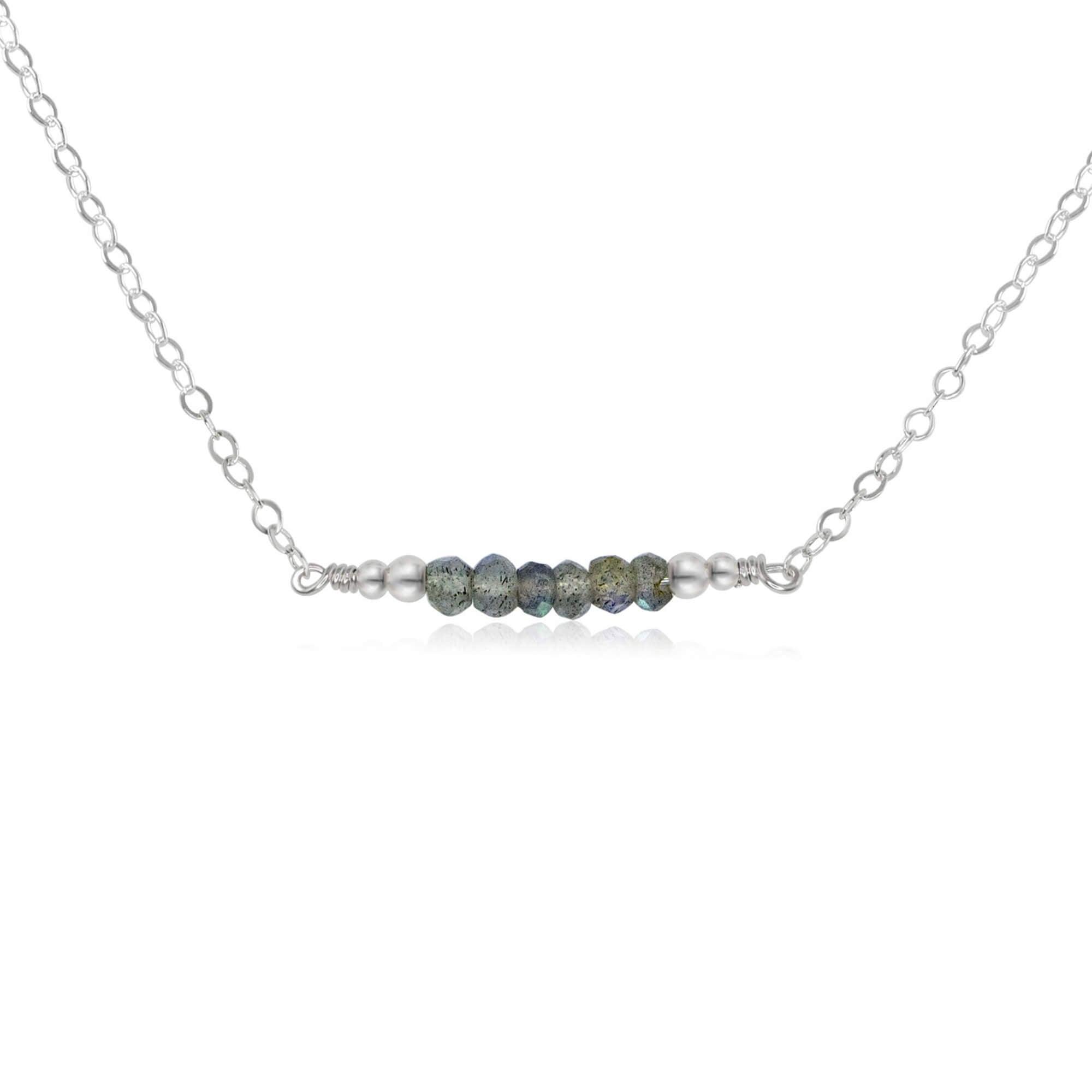 Sparkling Grey Labradorite Faceted Bead Bar Necklace for Women - Elegant Crystal Jewelry Gift for Birthday, Anniversary & Special Occasions - Perfect for Evening Parties, Date Nights & Office Wear