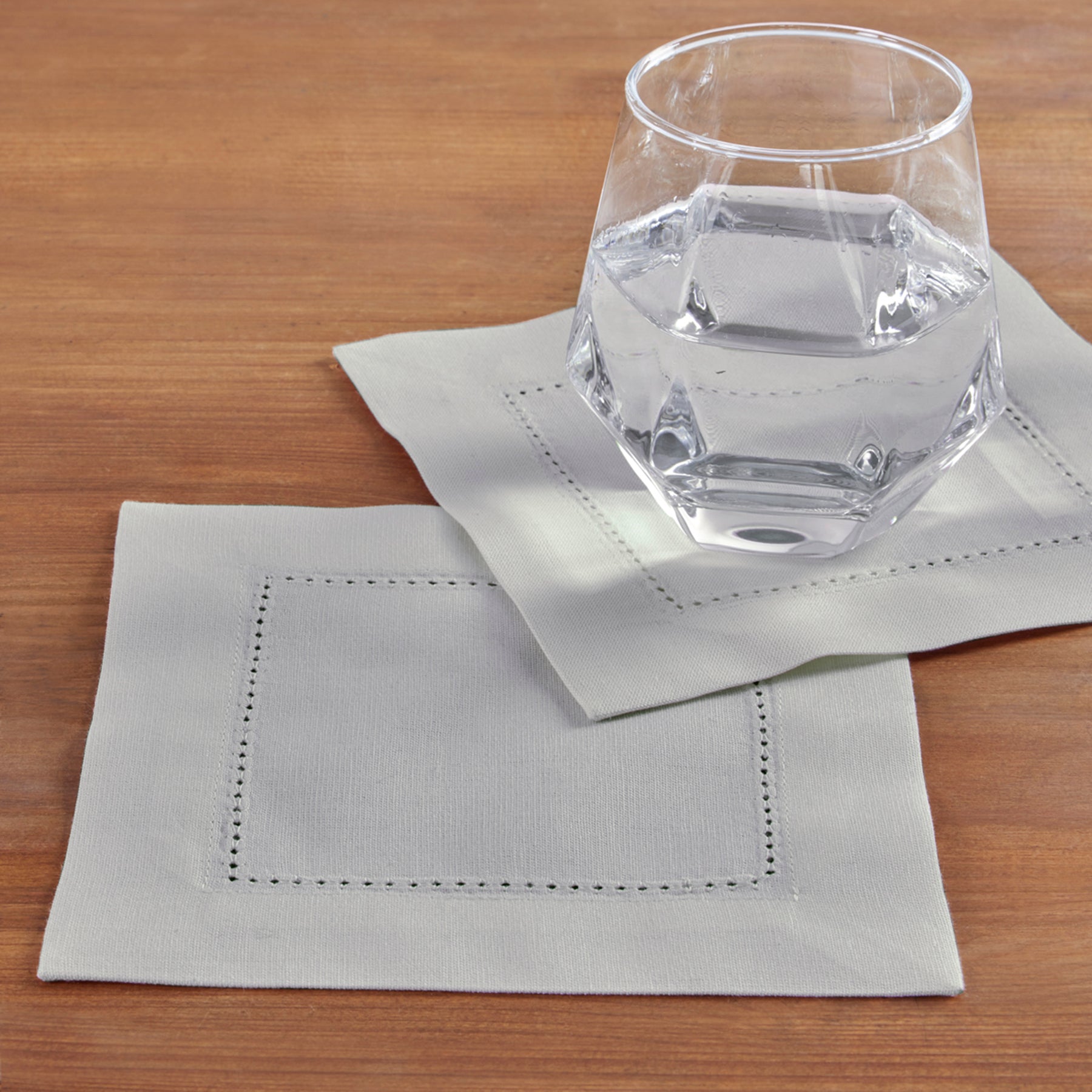 Premium Cotton Linen Hemstitch Cocktail Napkins - 12 Pack Elegant Dinner Napkins for Parties, Weddings & Home Decor - Absorbent & Reusable Beverage Napkins for Drinks & Appetizers