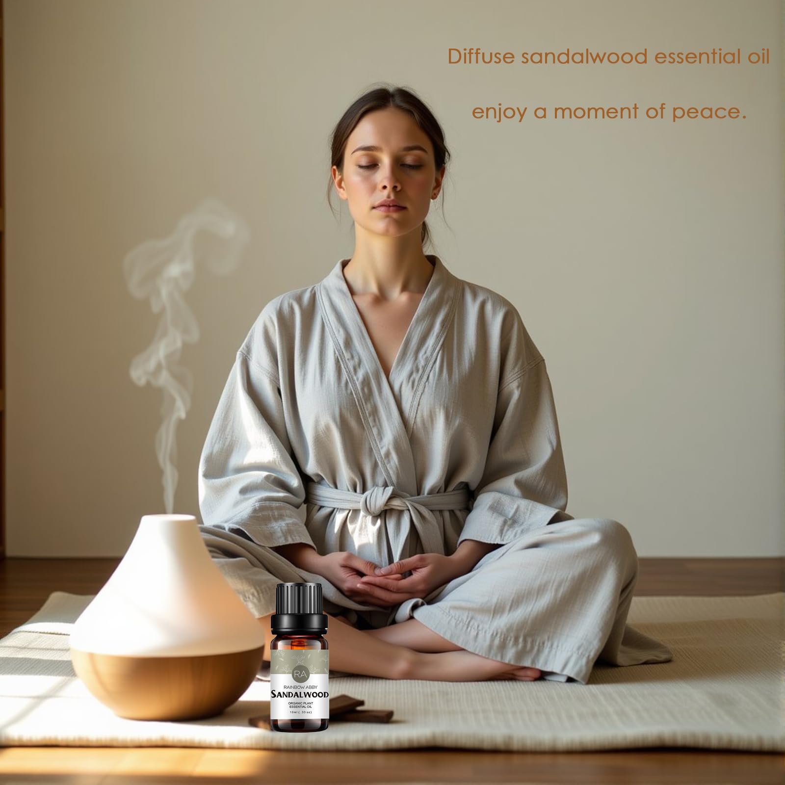 Pure Sandalwood Essential Oil - 100% Natural Aromatherapy Oil for Diffusers, Massage & Relaxation (10ml) | Perfect for Stress Relief, Meditation & Home Spa