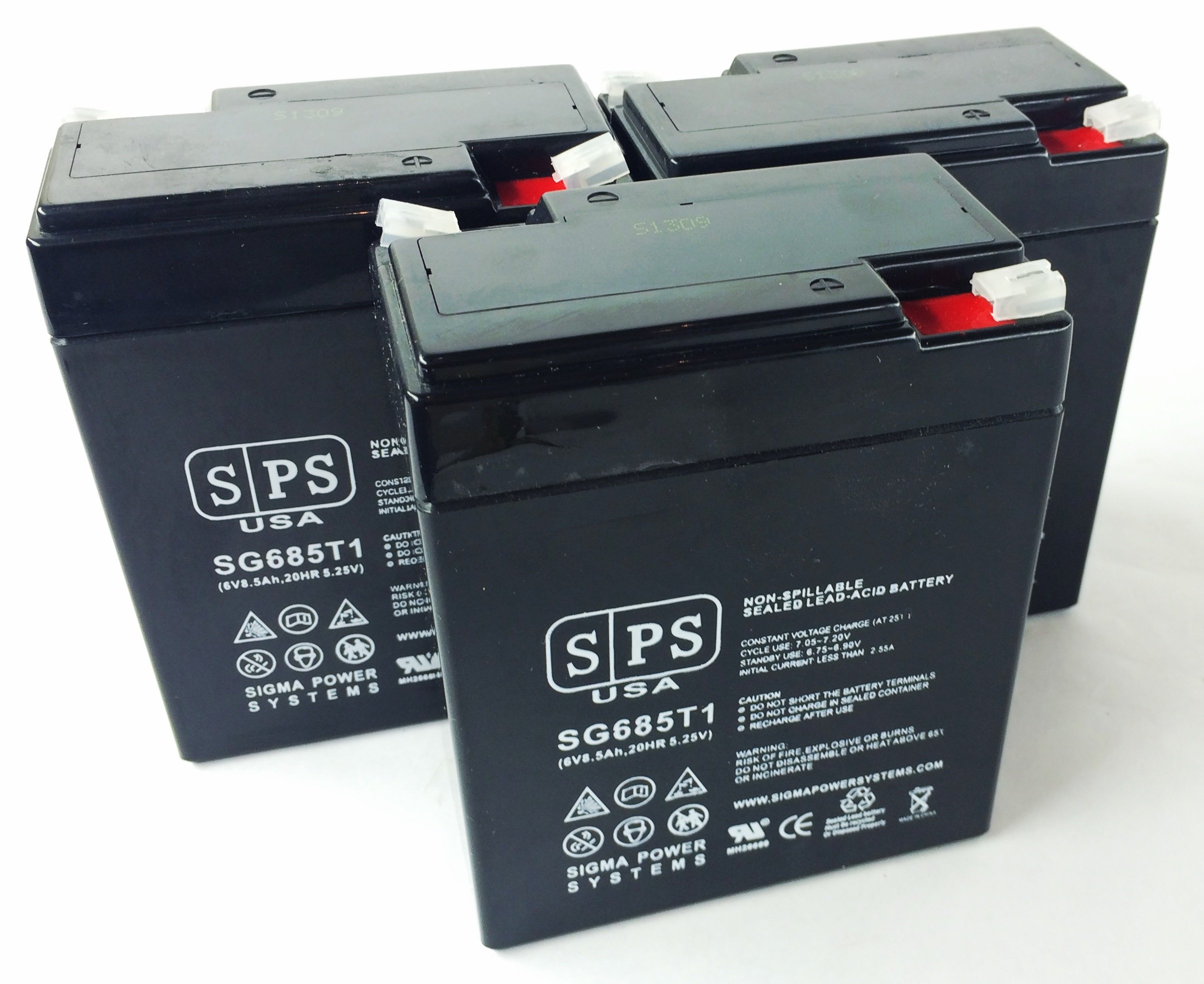 SPS Brand 6V 8.5Ah Sealed Lead Acid Replacement Battery for Radiant BE00601V - 3 Pack - Power Wheelchairs, Scooters & Medical Equipment Backup Power