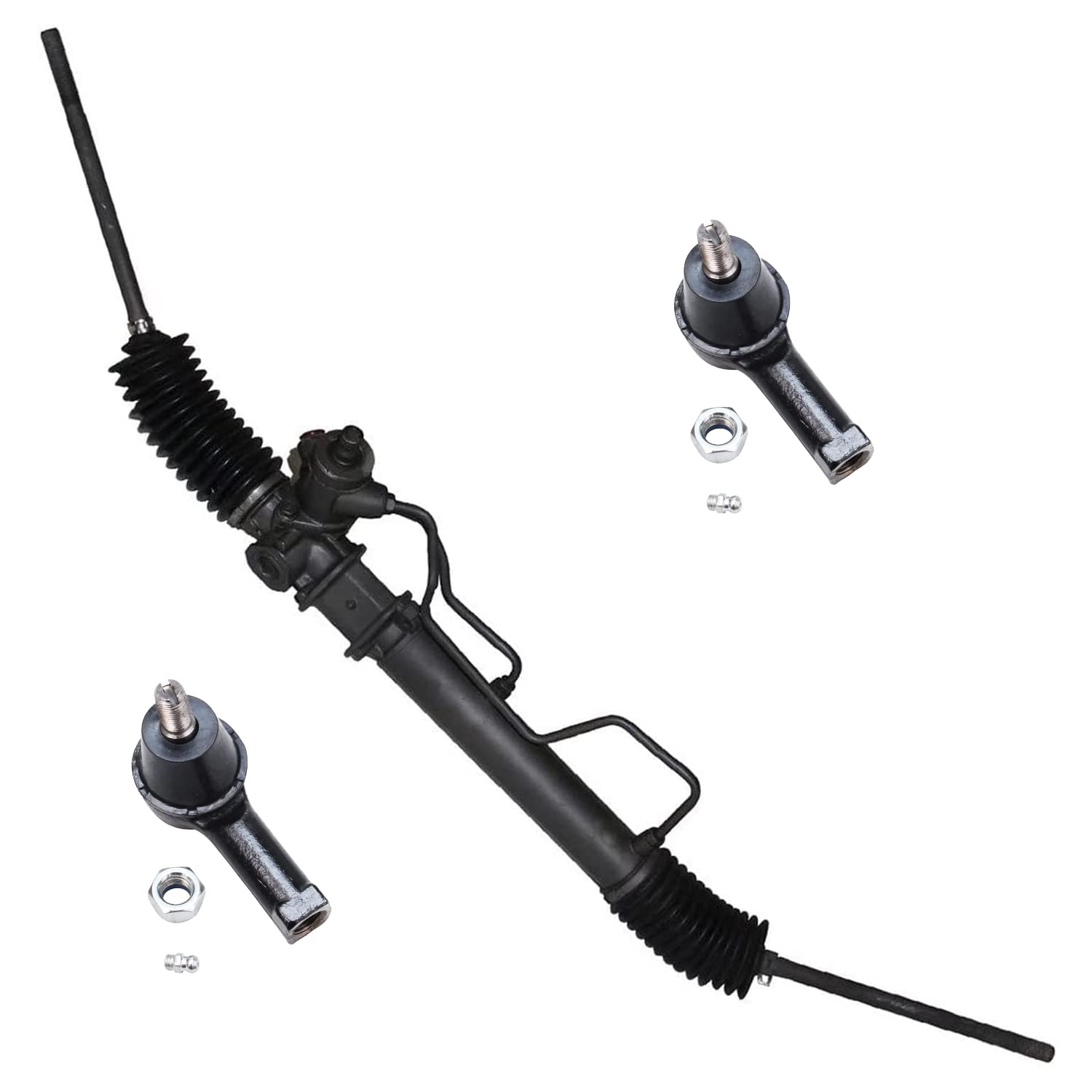 Detroit Axle Complete Front Steering Rack and Pinion Kit for 1995-1999 Hyundai Accent - Power Steering Assembly with 2 Outer Tie Rod Ends (1996, 1997, 1998 Models) - Perfect for Smooth Steering & Vehicle Control on City Roads and Highways