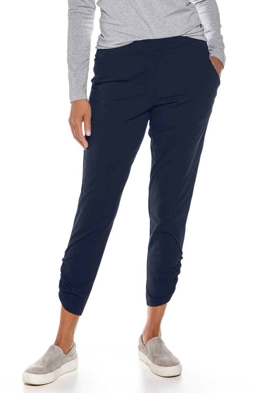 Coolibar UPF 50+ Women's Sun Protective Café Ruche Pants - Lightweight, Breathable & UV Blocking for Outdoor Activities, Travel & Summer Wear