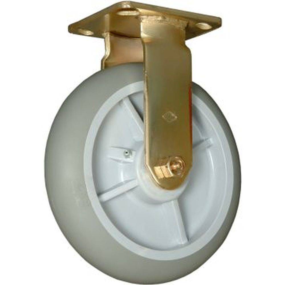 Thermo Pro 8 x 2 Inch Heavy Duty Brass Plated Rigid Caster Wheels - 550 lbs Capacity - Ideal for Industrial Equipment, Workbenches, and Workshop Furniture