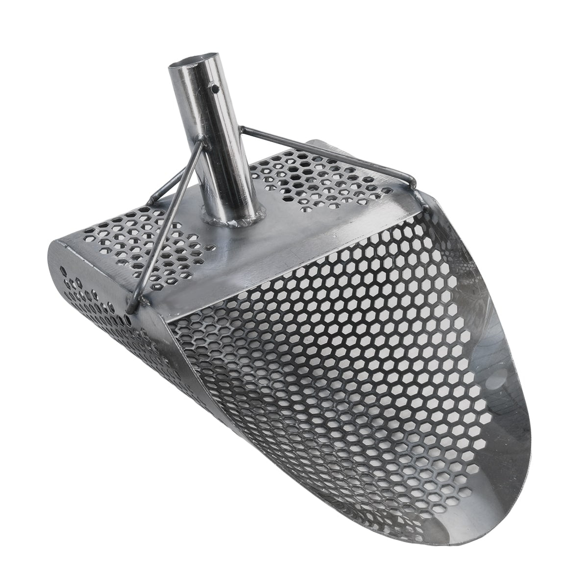 Dune Scoops Kraken 11 x 8 Inch Stainless Steel Metal Detector Sand Scoop with Small Hexagon Holes - Perfect for Beach Treasure Hunting & Gold Prospecting