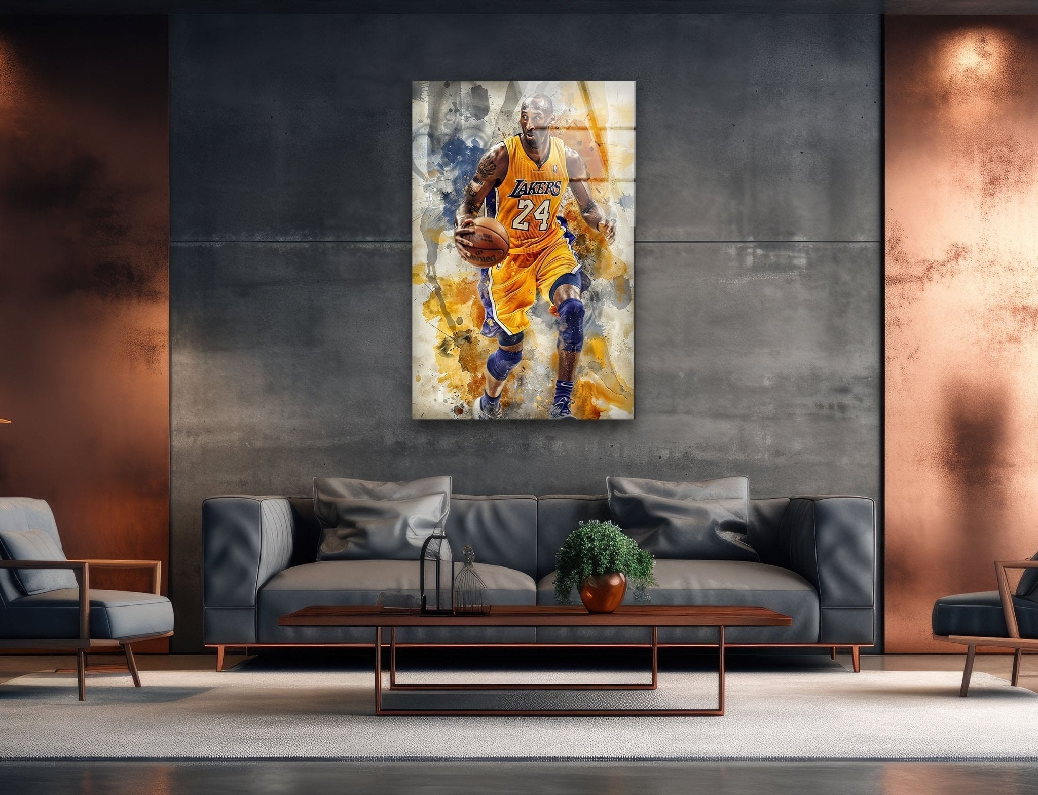 Kobe Bryant Basketball Wall Art - Stained Glass Tribute for Lakers Fans - Perfect for Home, Office, and Sports Memorabilia Collections