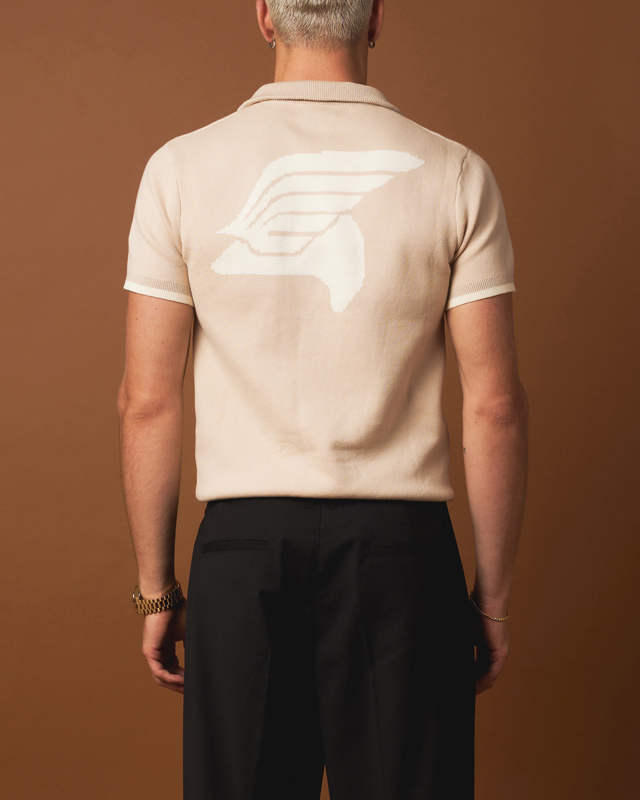 404 Knit Cycling Polo Shirt for Men - Breathable Performance Golf Tennis Shirt - Comfortable Moisture-Wicking Activewear (Tan) - Perfect for Cycling, Golf, Tennis & Outdoor Sports