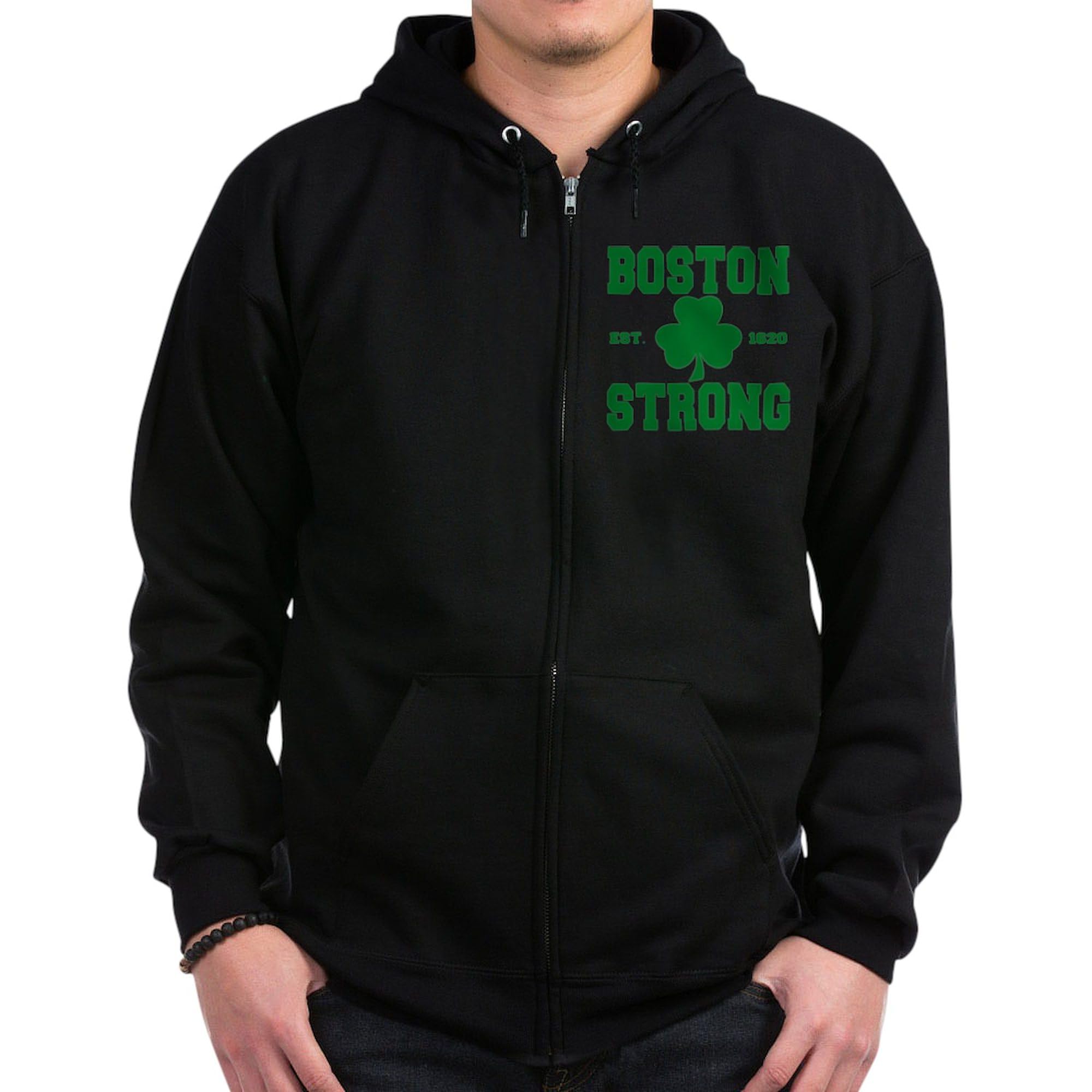 Boston Strong Zip Hoodie for Men - Dark Zip-Up Hooded Sweatshirt | CafePress | Perfect for Casual Wear, Sports & Outdoor Activities