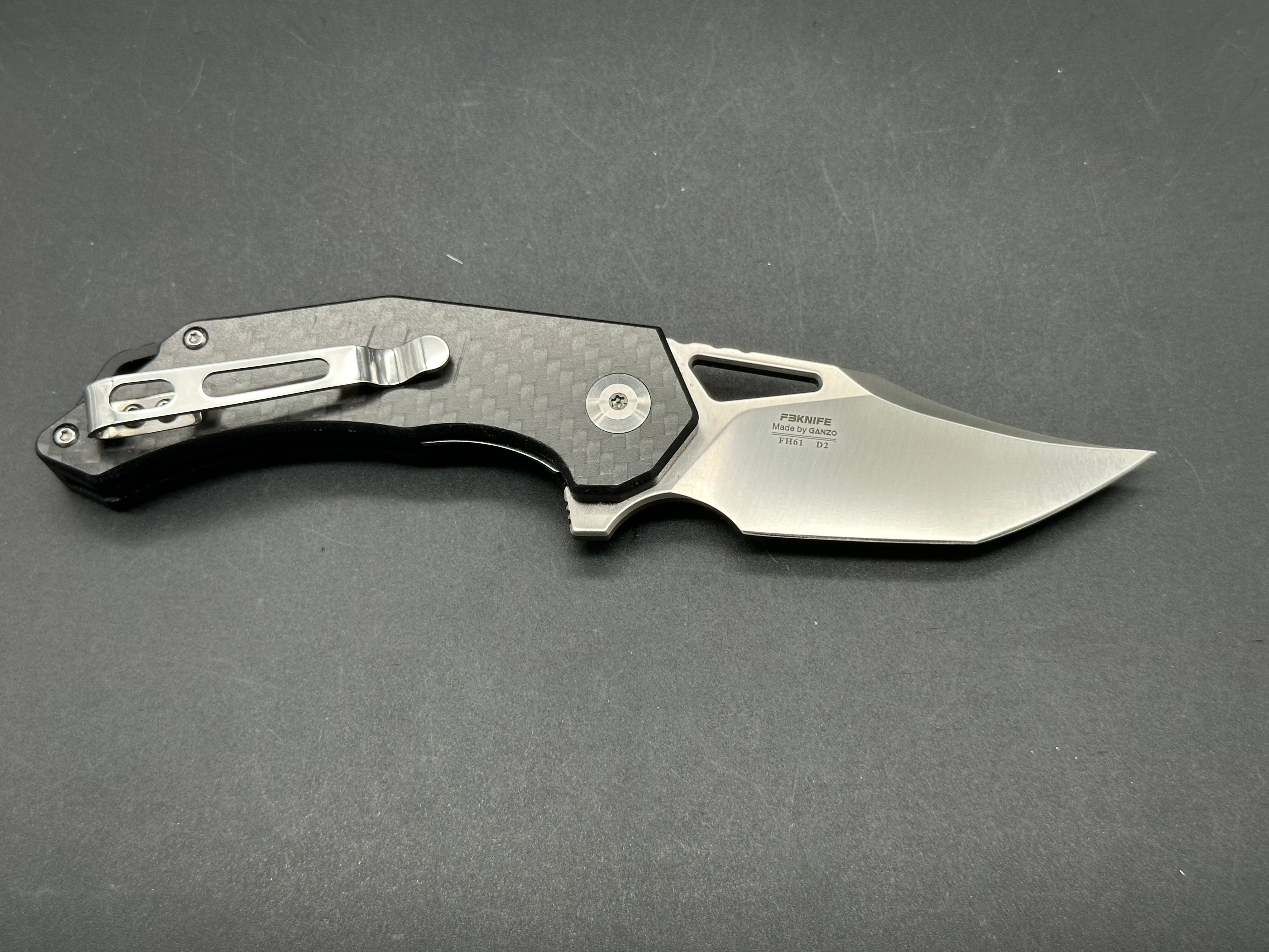 GANZO Firebird FH61 Folding Knife - D2 Steel Blade, Carbon Fiber Scales, Liner Lock - EDC Pocket Knife for Camping, Hiking & Outdoor Adventures