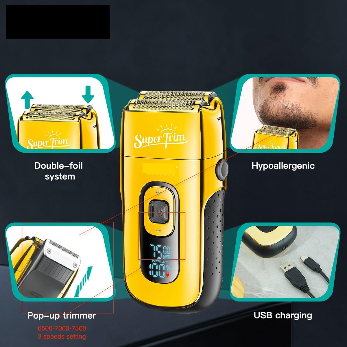 Professional V-G-R Electric Razor & Beard Trimmer for Men - Rechargeable Cordless Hair Clipper, Precision Shaving Machine with Reciprocating Blades, Silver (V-332 with Gift Box) - Perfect for Home Grooming, Travel & Barber Salon Use