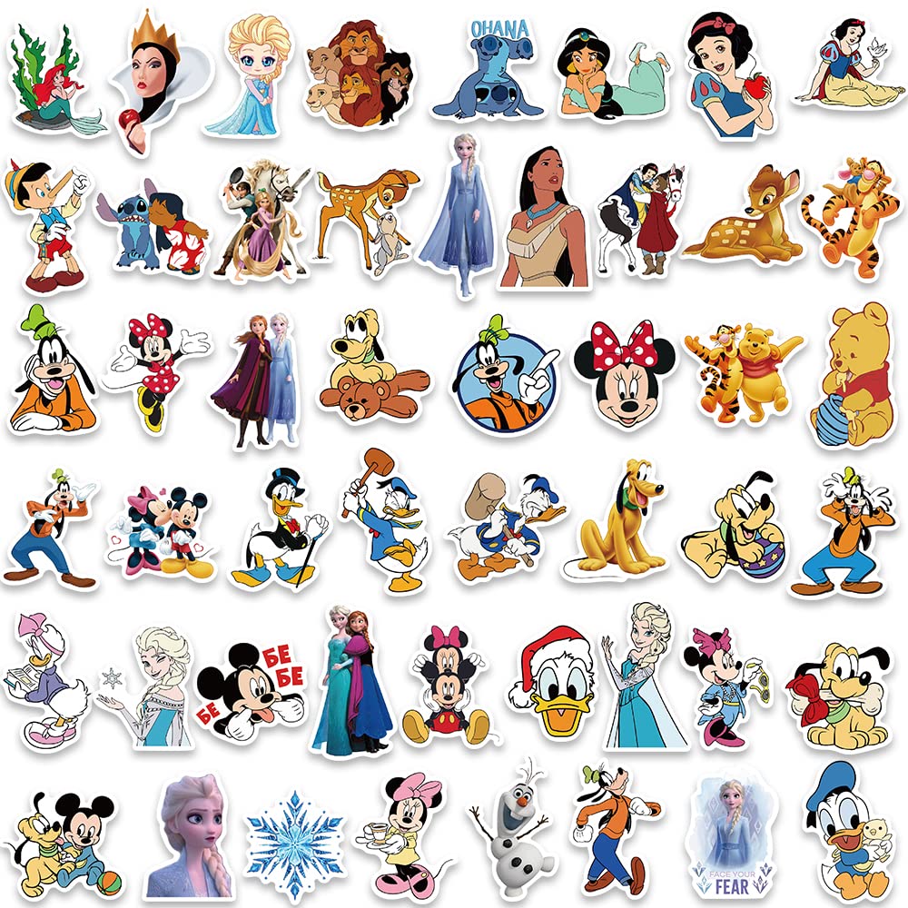 100PCS Cartoon Stickers for Kids - Waterproof Vinyl Princess Stickers Pack for Teens & Adults - Cute Decals for Water Bottles, Laptops, Luggage - Perfect for School, Travel & DIY Crafts