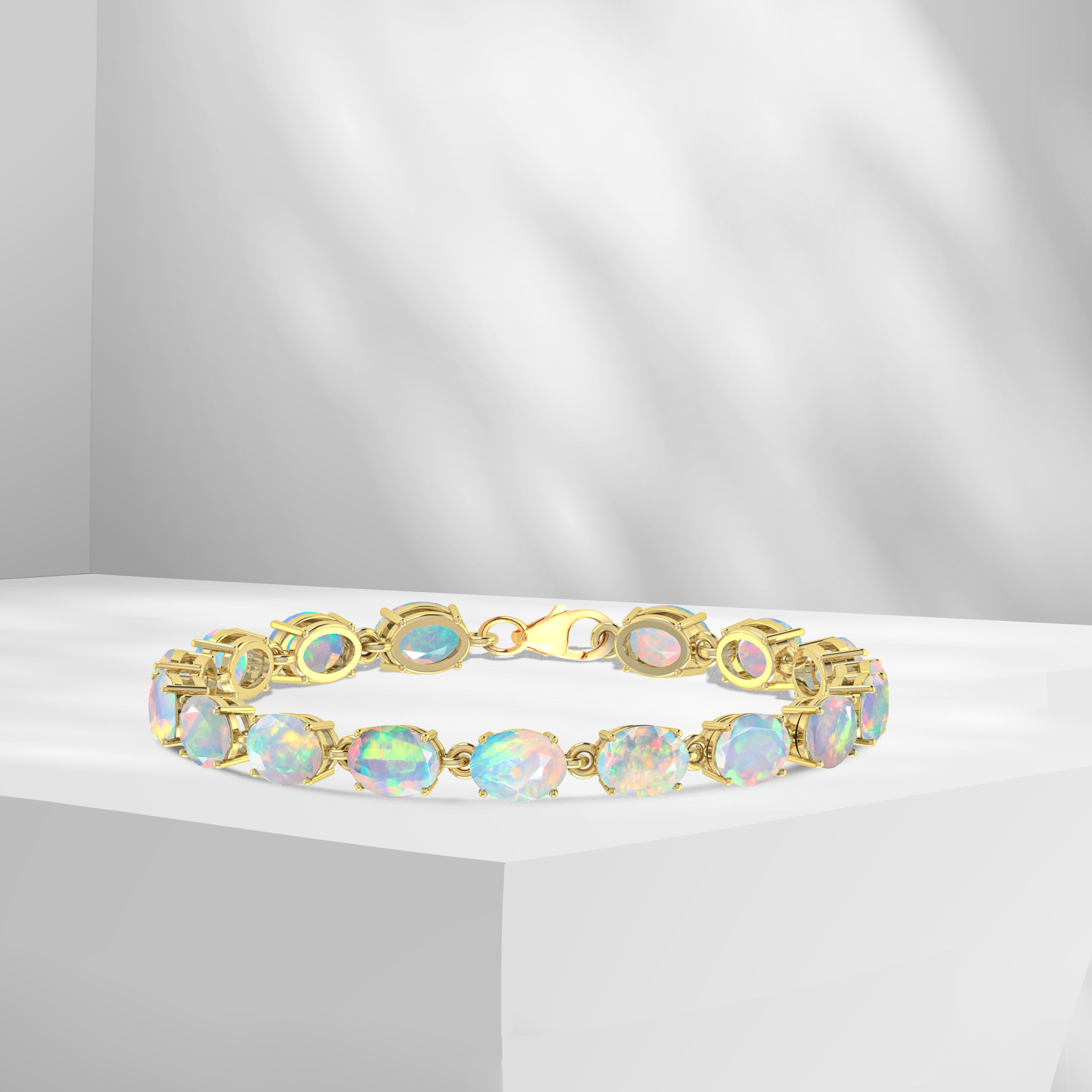 Natural Black Fire Opal Tennis Bracelet for Women - Elegant Gemstone Jewelry for Parties, Weddings & Special Occasions